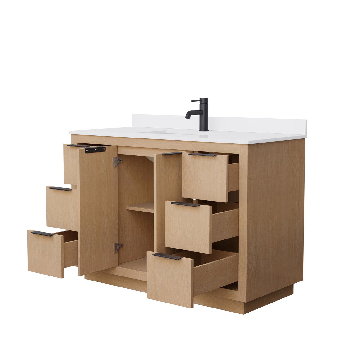 Maroni 48" Single Vanity in Light Straw, White Cultured Marble Top, Black Trim