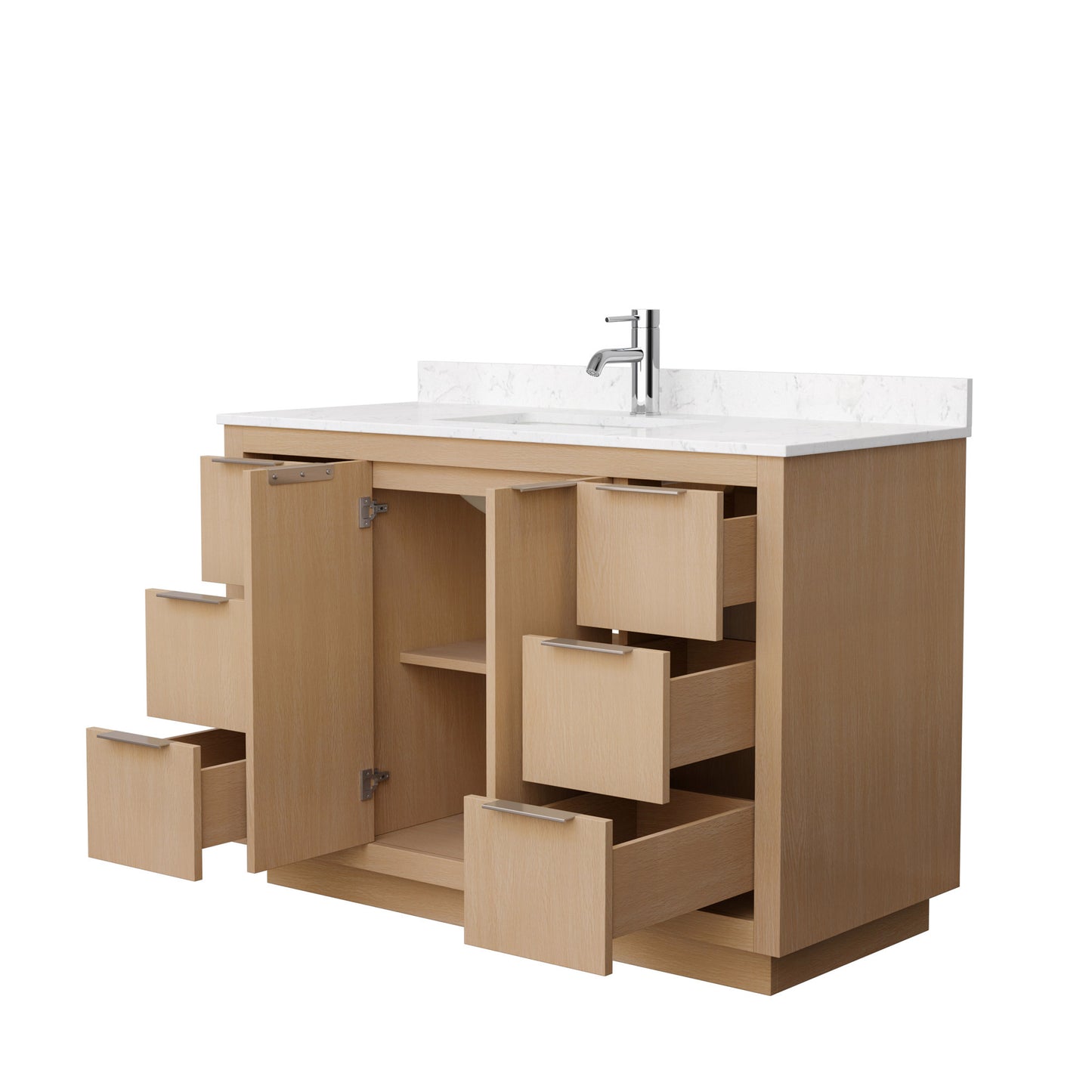 Maroni 48" Single Vanity in Light Straw, Carrara Marble Top, Square Sink