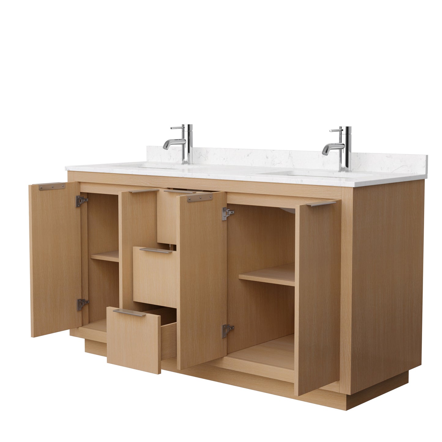 Maroni 60" Double Vanity in Light Straw, Carrara Marble Top, Square Sinks