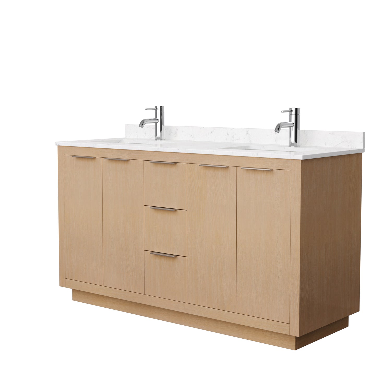 Maroni 60" Double Vanity in Light Straw, Carrara Marble Top, Square Sinks