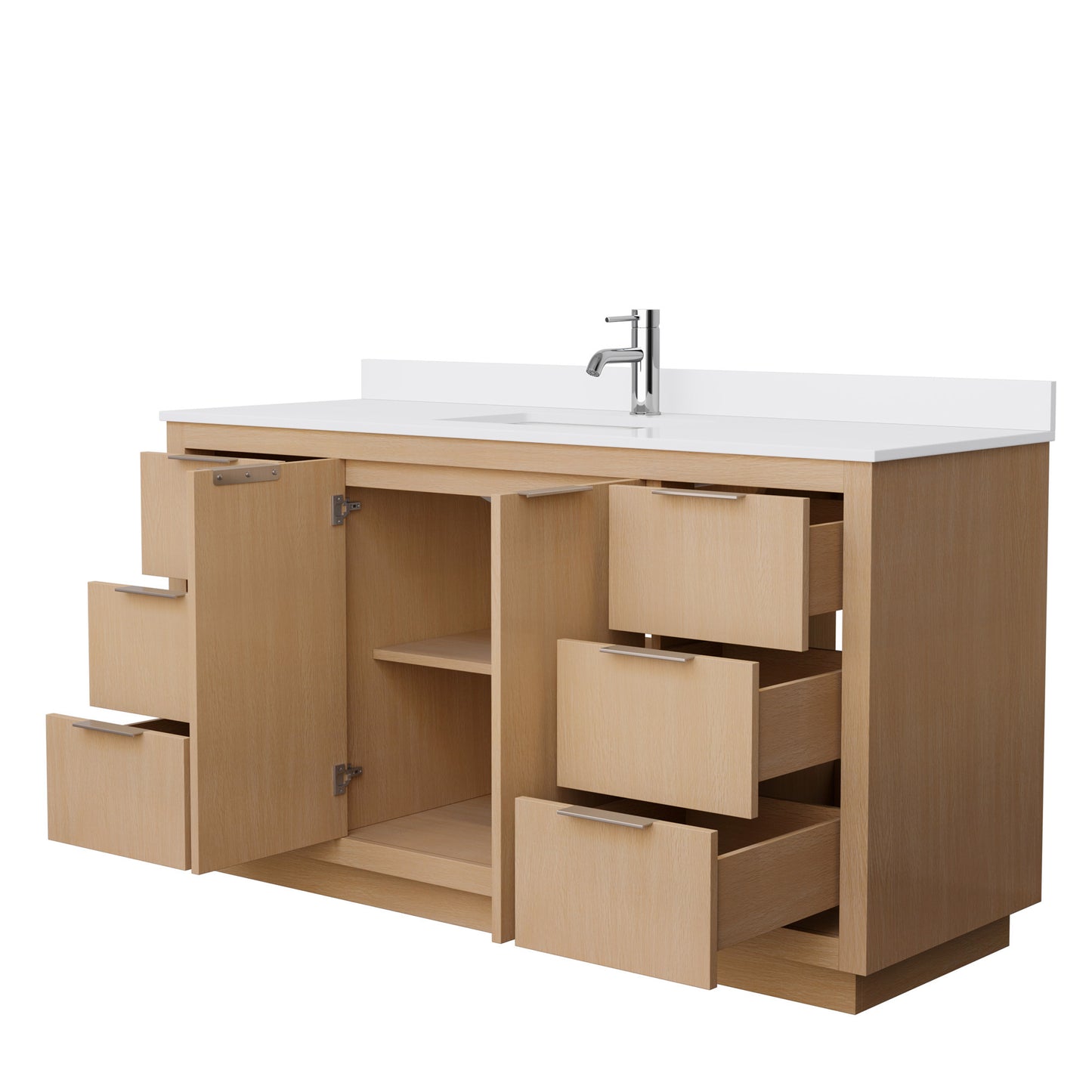 Maroni 60" Single Vanity in Light Straw, White Cultured Marble Top, Square Sink