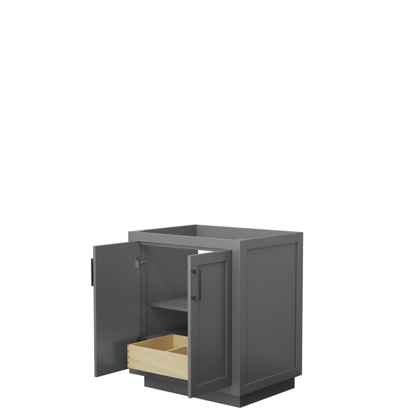 Miranda 30" Single Vanity in Dark Gray, No Top, No Sink, Matte Black Trim