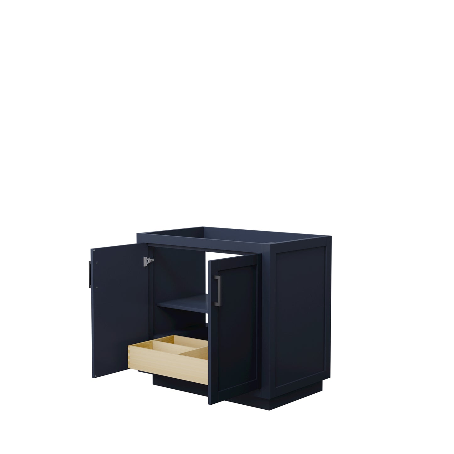 Miranda 36" Single Vanity in Dark Blue, No Top, No Sink, Matte Black Trim
