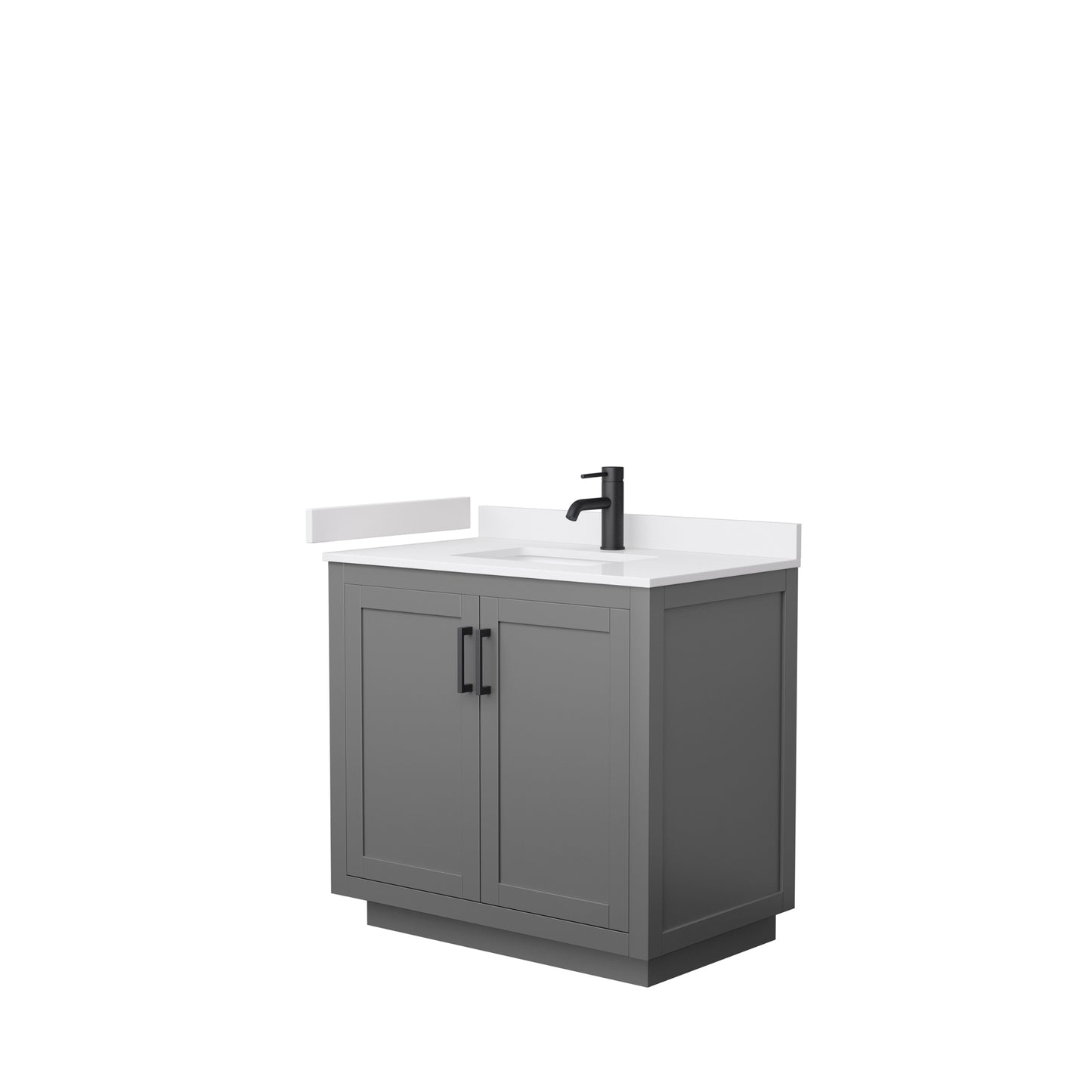 Miranda 36" Single Vanity in Dark Gray, White Cultured Marble Top, Black Trim