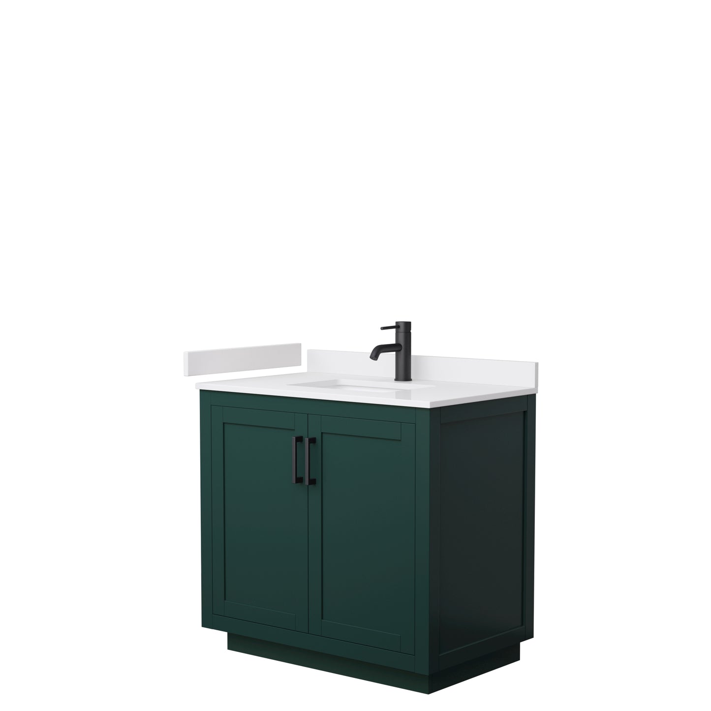 Miranda 36" Single Vanity in Green, White Cultured Marble Top, Black Trim