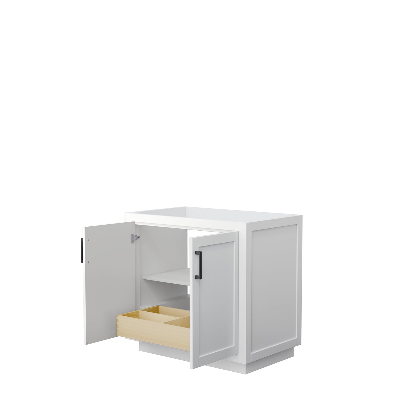 Miranda 36" Single Vanity in White, No Top, No Sink, Matte Black Trim