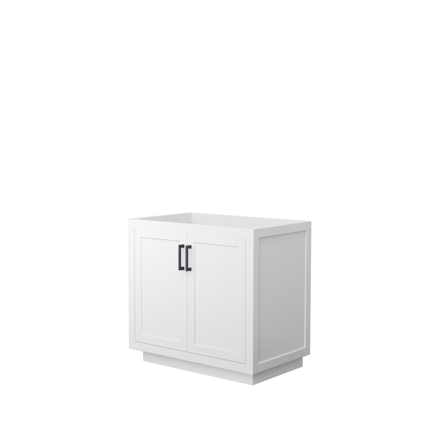 Miranda 36" Single Vanity in White, No Top, No Sink, Matte Black Trim