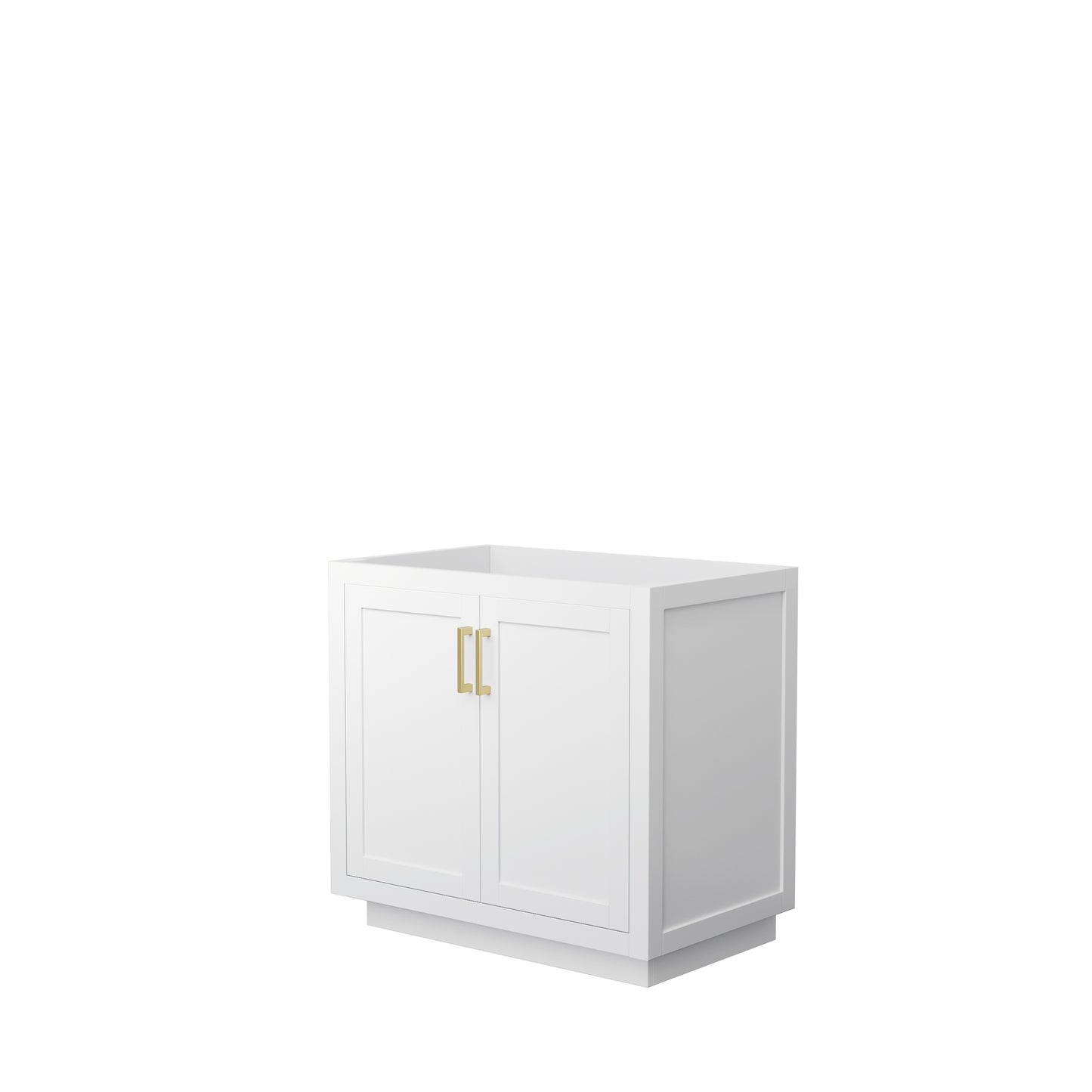 Miranda 36" Single Vanity in White, No Top, No Sink, Brushed Gold Trim