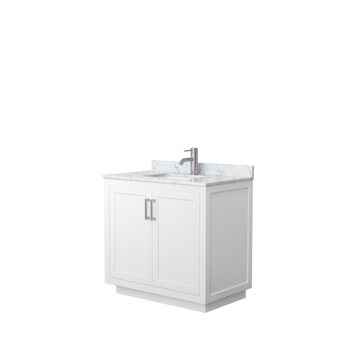 Miranda 36" Single Vanity in White, Top, Square Sink, Brushed Nickel Trim