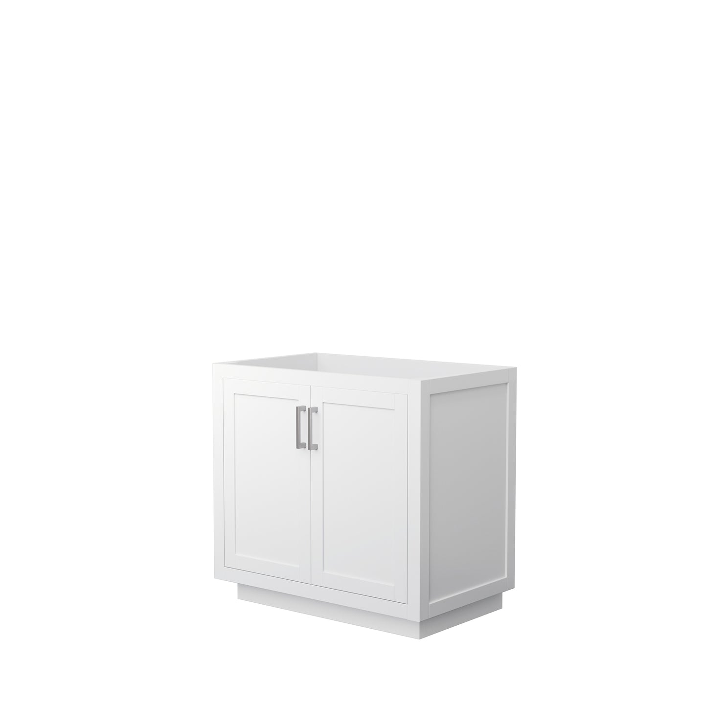 Miranda 36" Single Vanity in White, No Top, No Sink, Brushed Nickel Trim