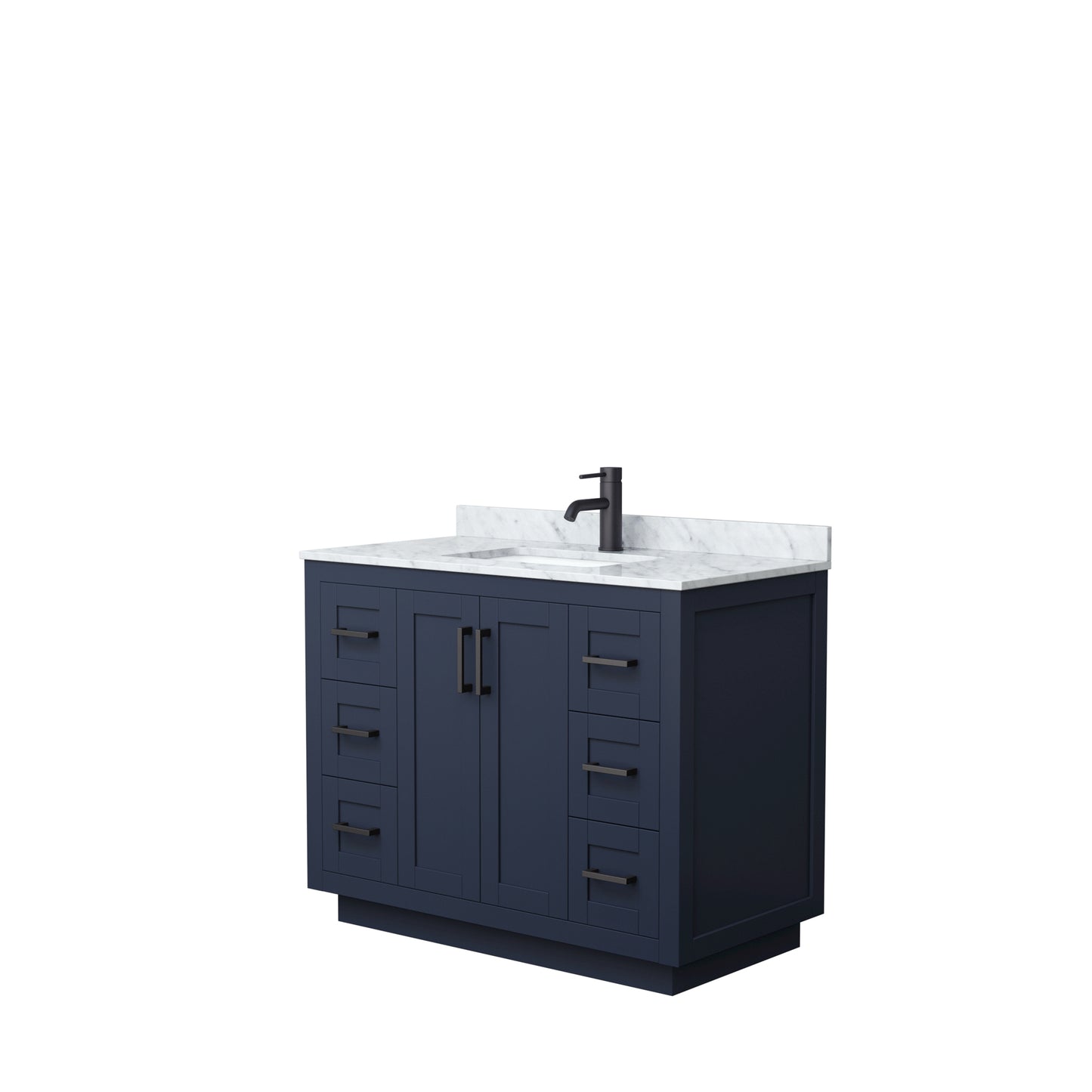 Miranda 42" Single Vanity in Dark Blue, Top, Square Sink, Matte Black Trim