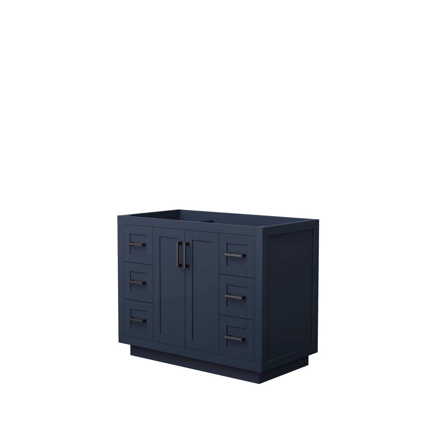 Miranda 42" Single Vanity in Dark Blue, No Top, No Sink, Matte Black Trim
