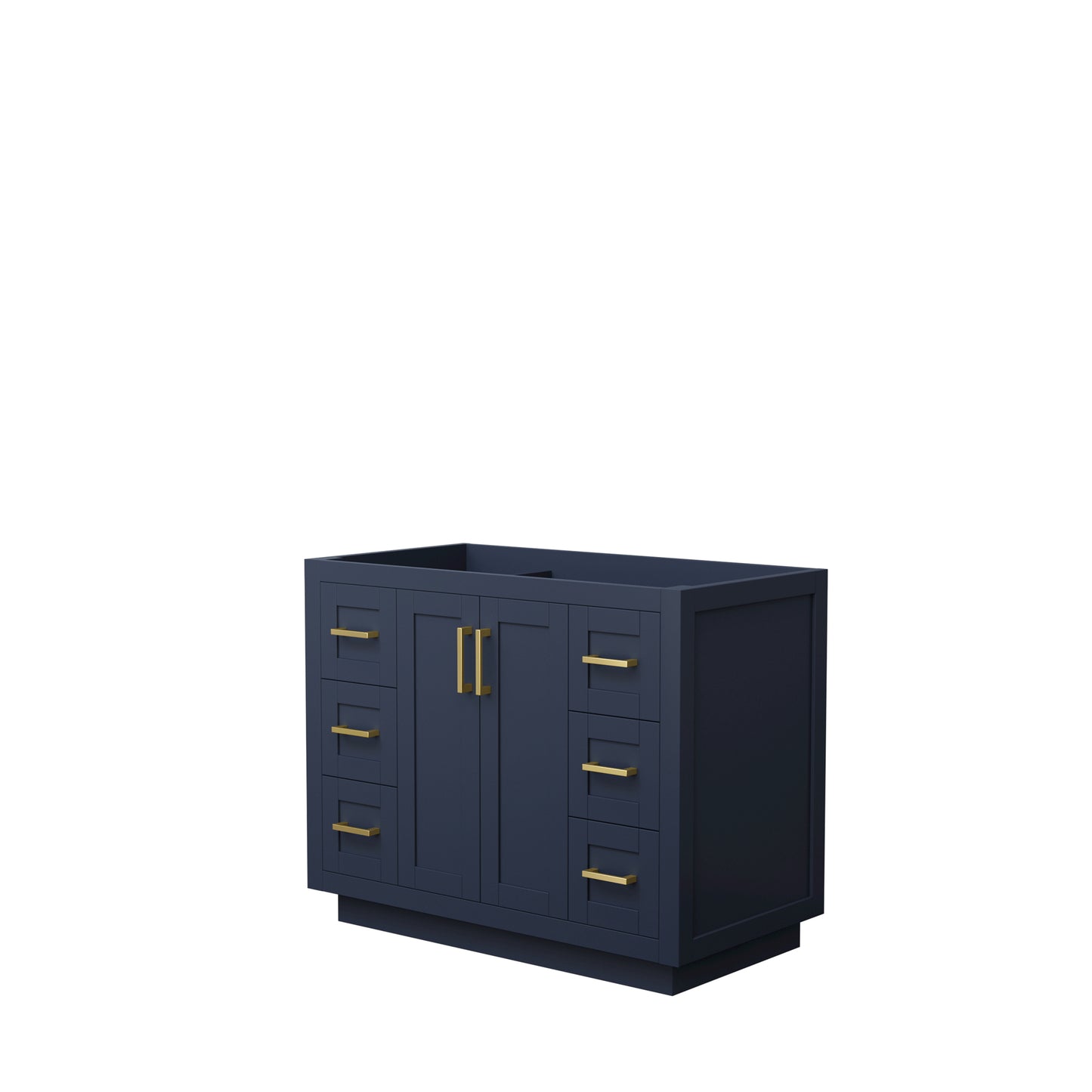 Miranda 42" Single Vanity in Dark Blue, No Top, No Sink, Brushed Gold Trim