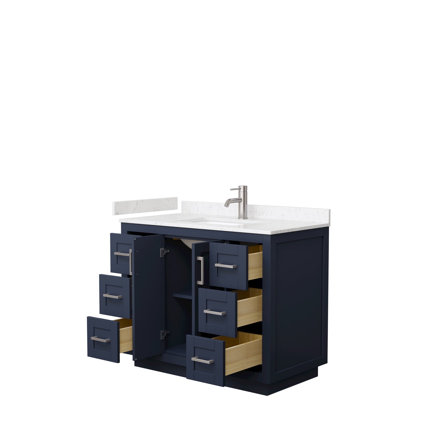 Miranda 42" Single Vanity in Dark Blue, Carrara Cultured Marble Top, Nickel Trim