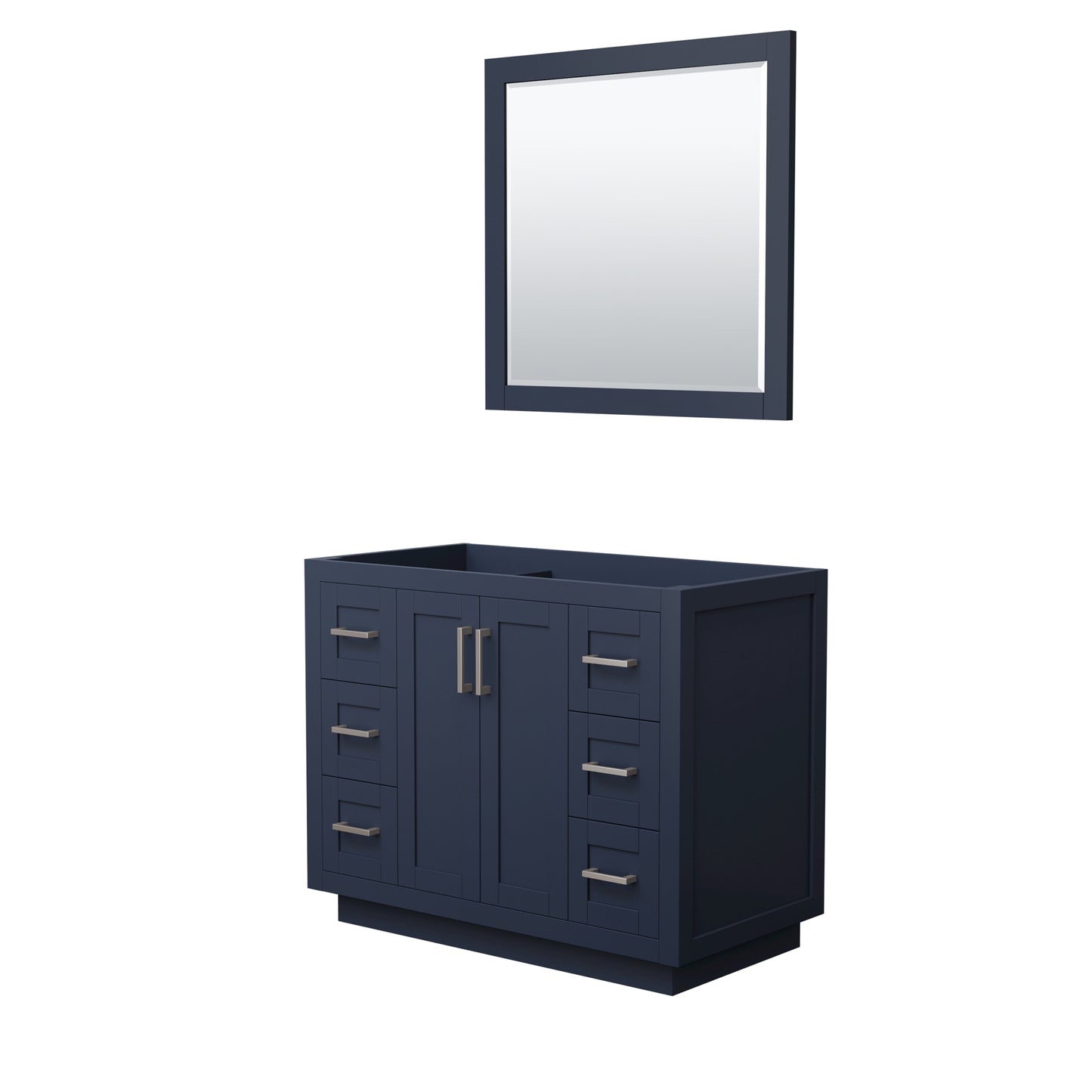 Miranda 42" Single Vanity in Dark Blue, No Top, Bruished Nickel Trim, 34" Mirror