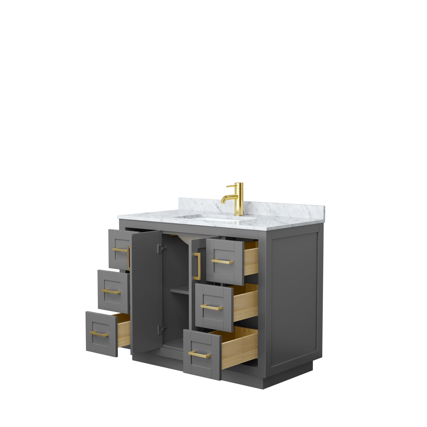 Miranda 42" Single Vanity in Dark Gray, Top, Square Sink, Brushed Gold Trim