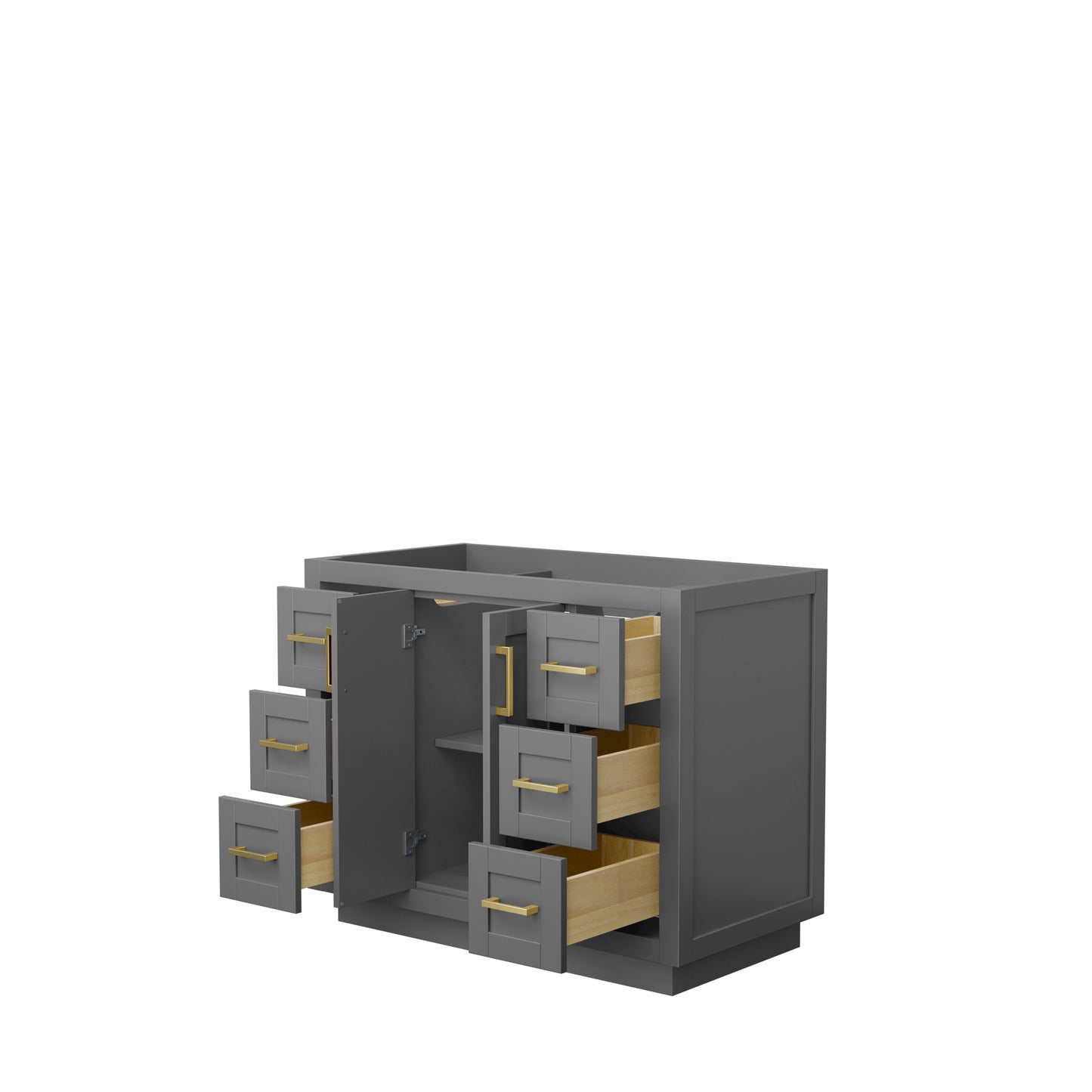 Miranda 42" Single Vanity in Dark Gray, No Top, No Sink, Brushed Gold Trim