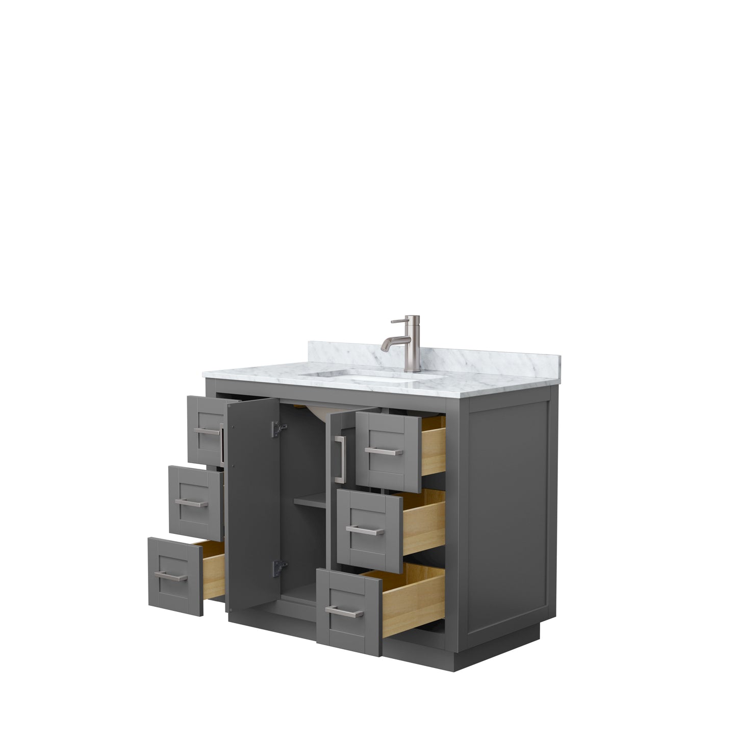 Miranda 42" Single Vanity in Dark Gray, Top, Square Sink, Brushed Nickel Trim