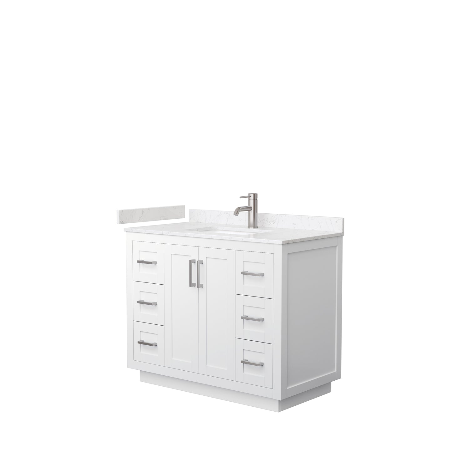 Miranda 42" Single Vanity in White, Carrara Cultured Marble Top, Nickel Trim