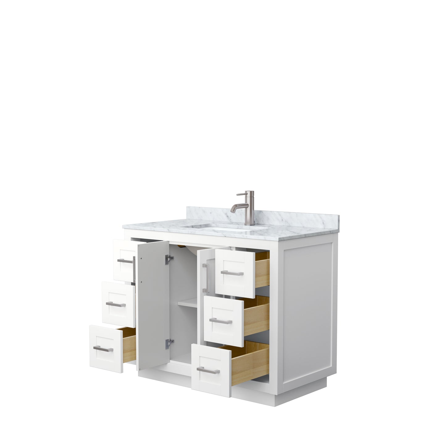 Miranda 42" Single Vanity in White, Top, Square Sink, Brushed Nickel Trim
