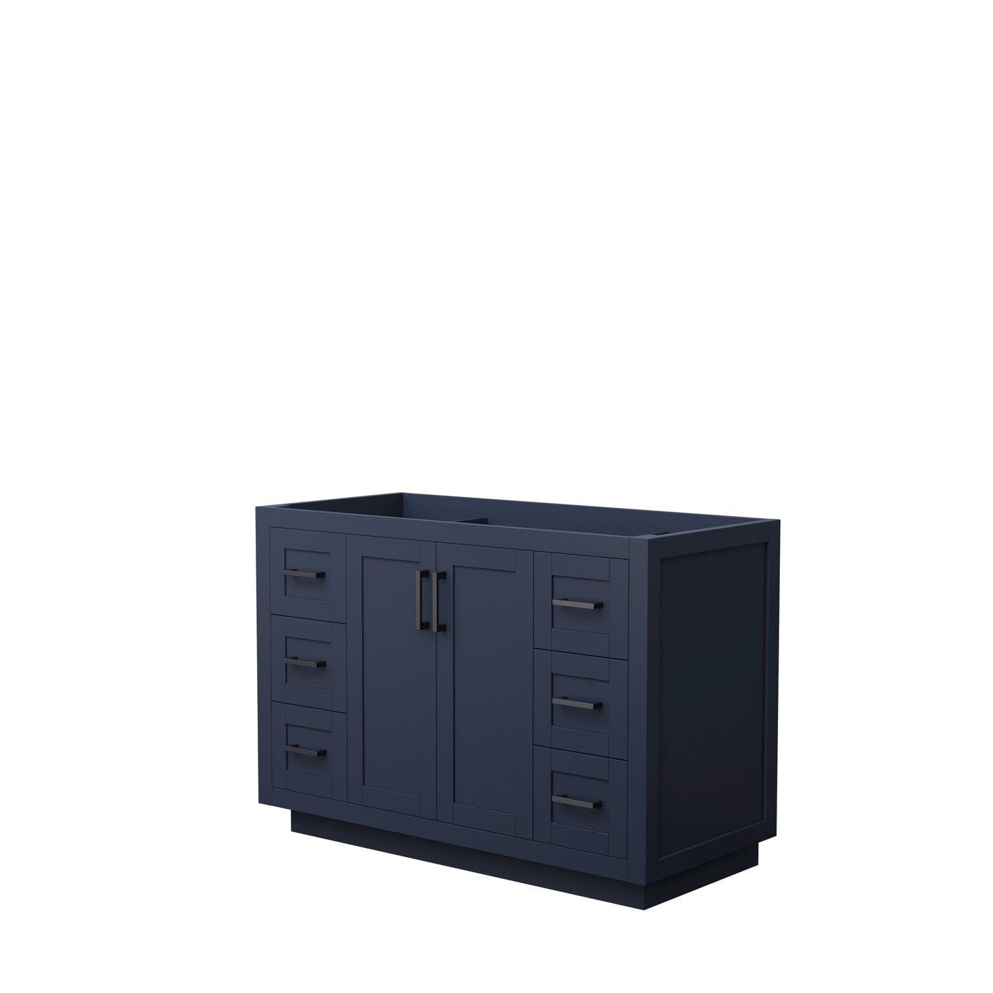 Miranda 48" Single Vanity in Dark Blue, No Top, No Sink, Matte Black Trim