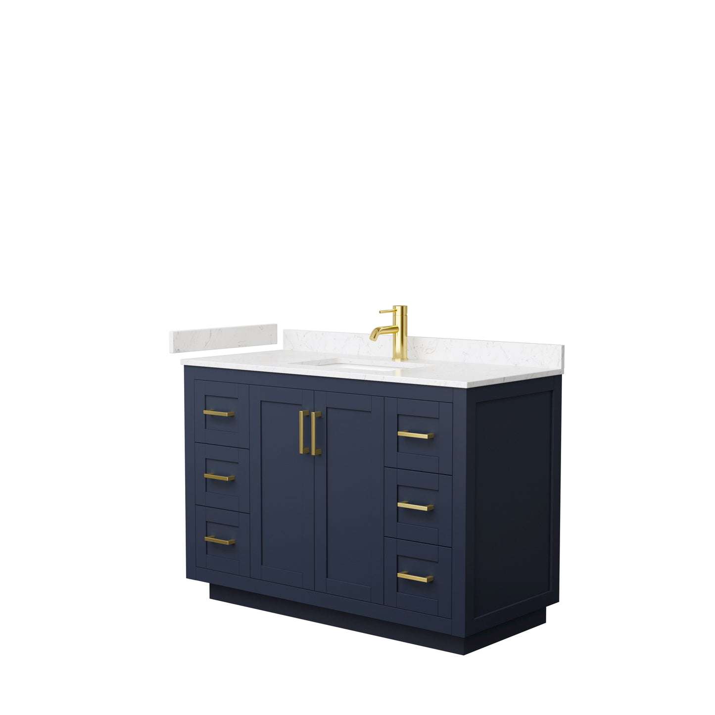 Miranda 48" Single Vanity in Dark Blue, Carrara Cultured Marble Top, Gold Trim