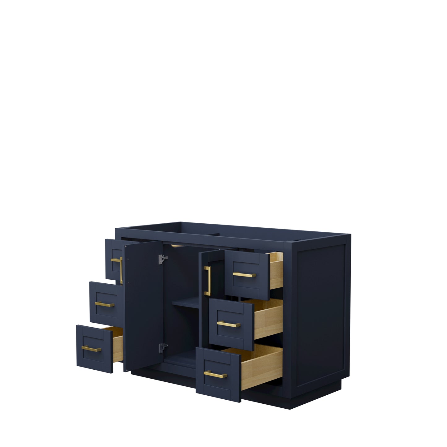 Miranda 48" Single Vanity in Dark Blue, No Top, No Sink, Brushed Gold Trim