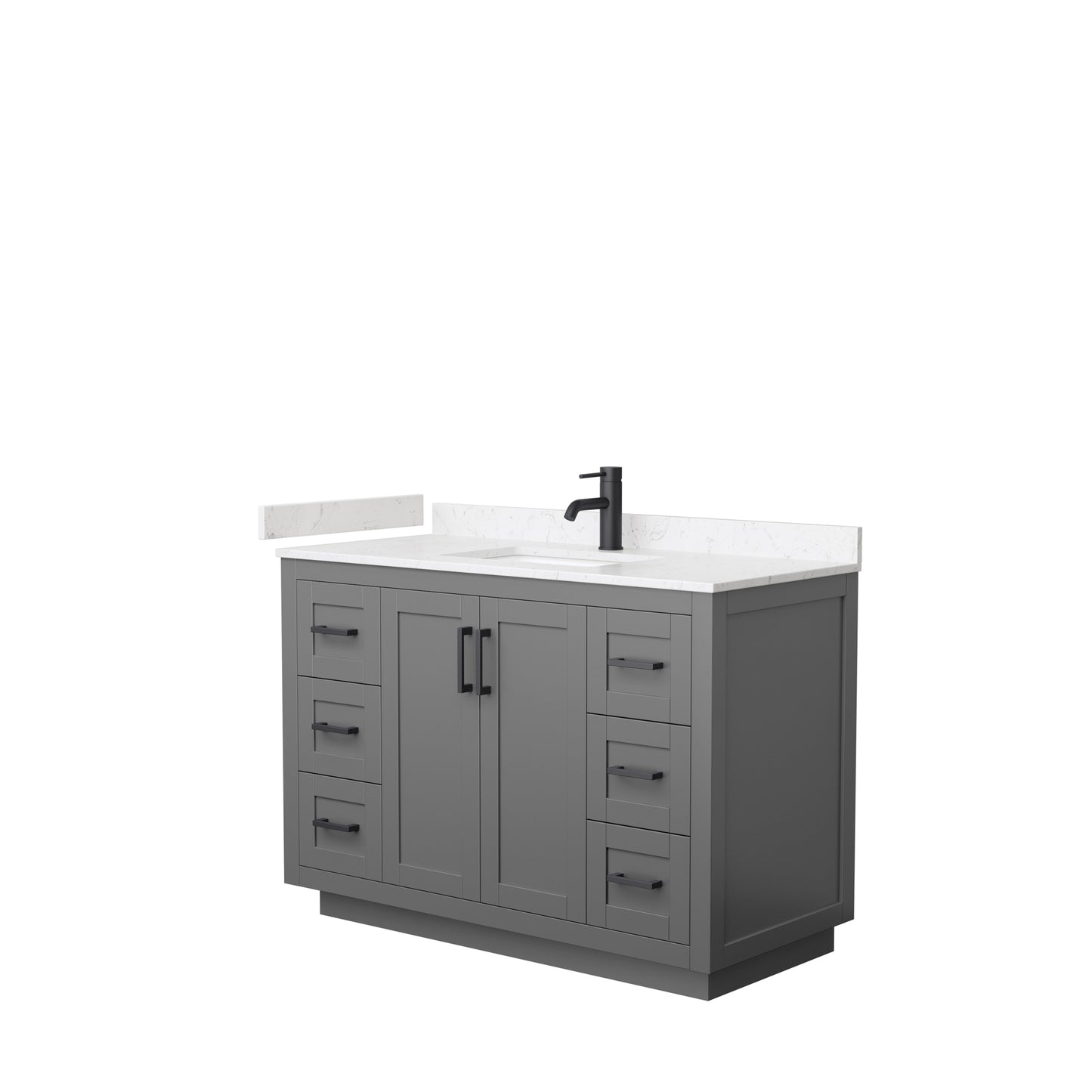 Miranda 48" Single Vanity in Dark Gray, Carrara Cultured Marble Top, Black Trim