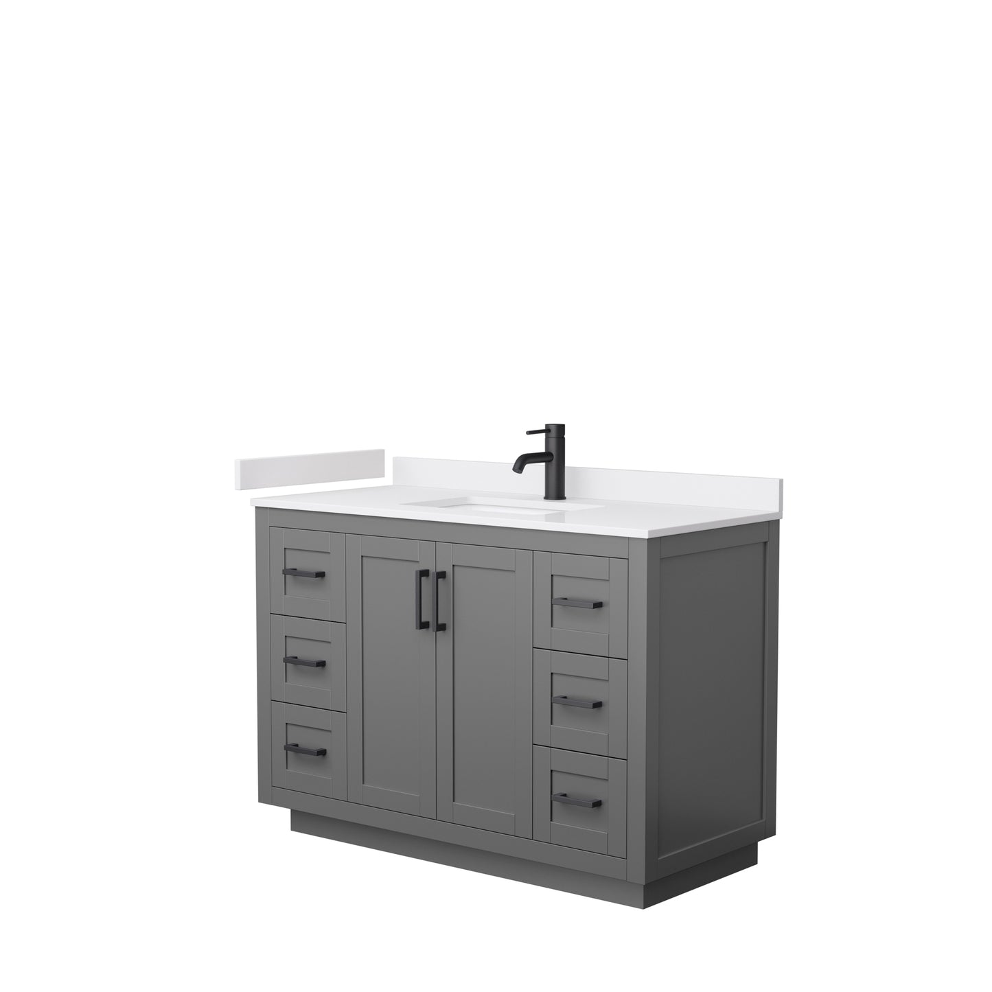 Miranda 48" Single Vanity in Dark Gray, White Cultured Marble Top, Black Trim