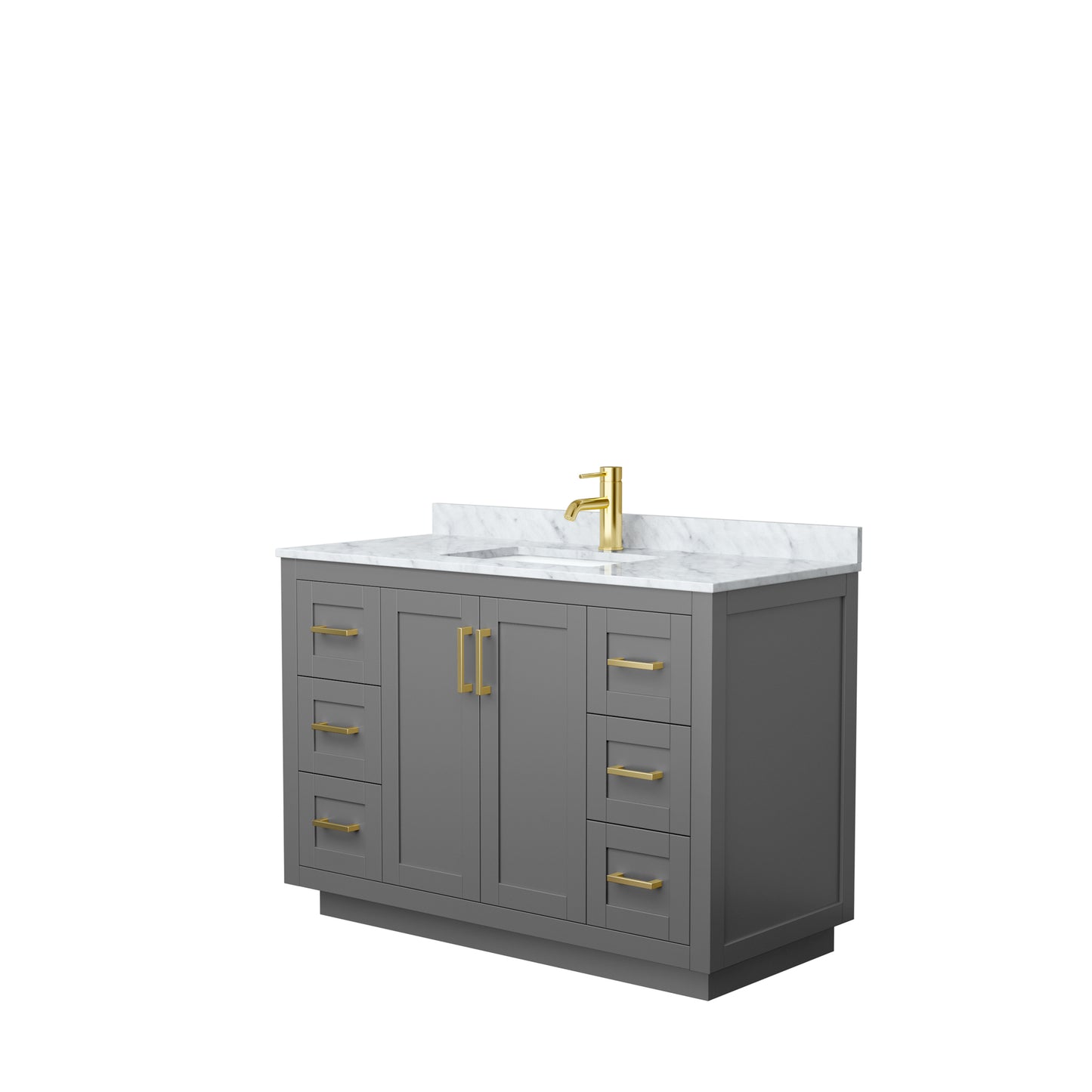 Miranda 48" Single Vanity in Dark Gray, Top, Square Sink, Brushed Gold Trim