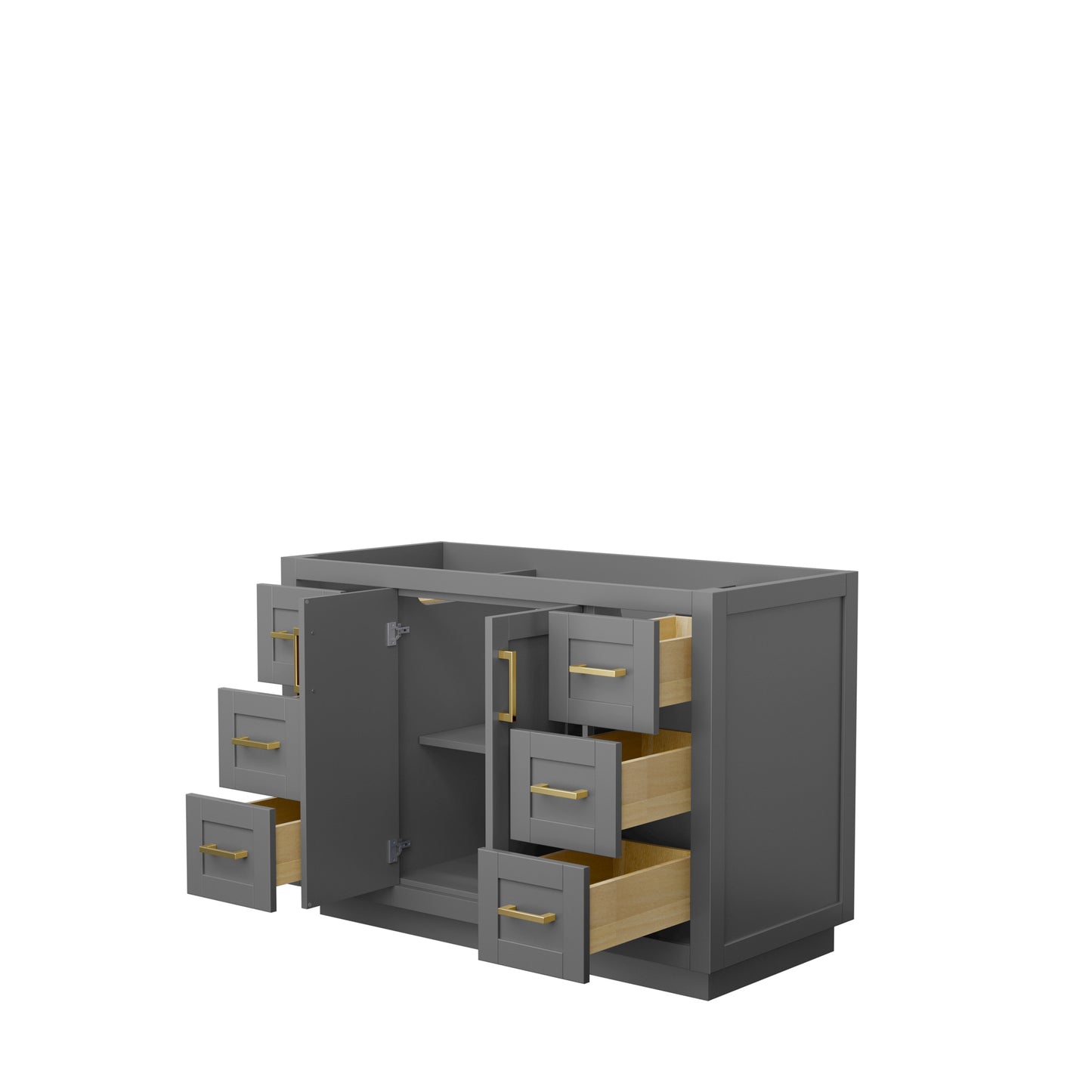 Miranda 48" Single Vanity in Dark Gray, No Top, No Sink, Brushed Gold Trim