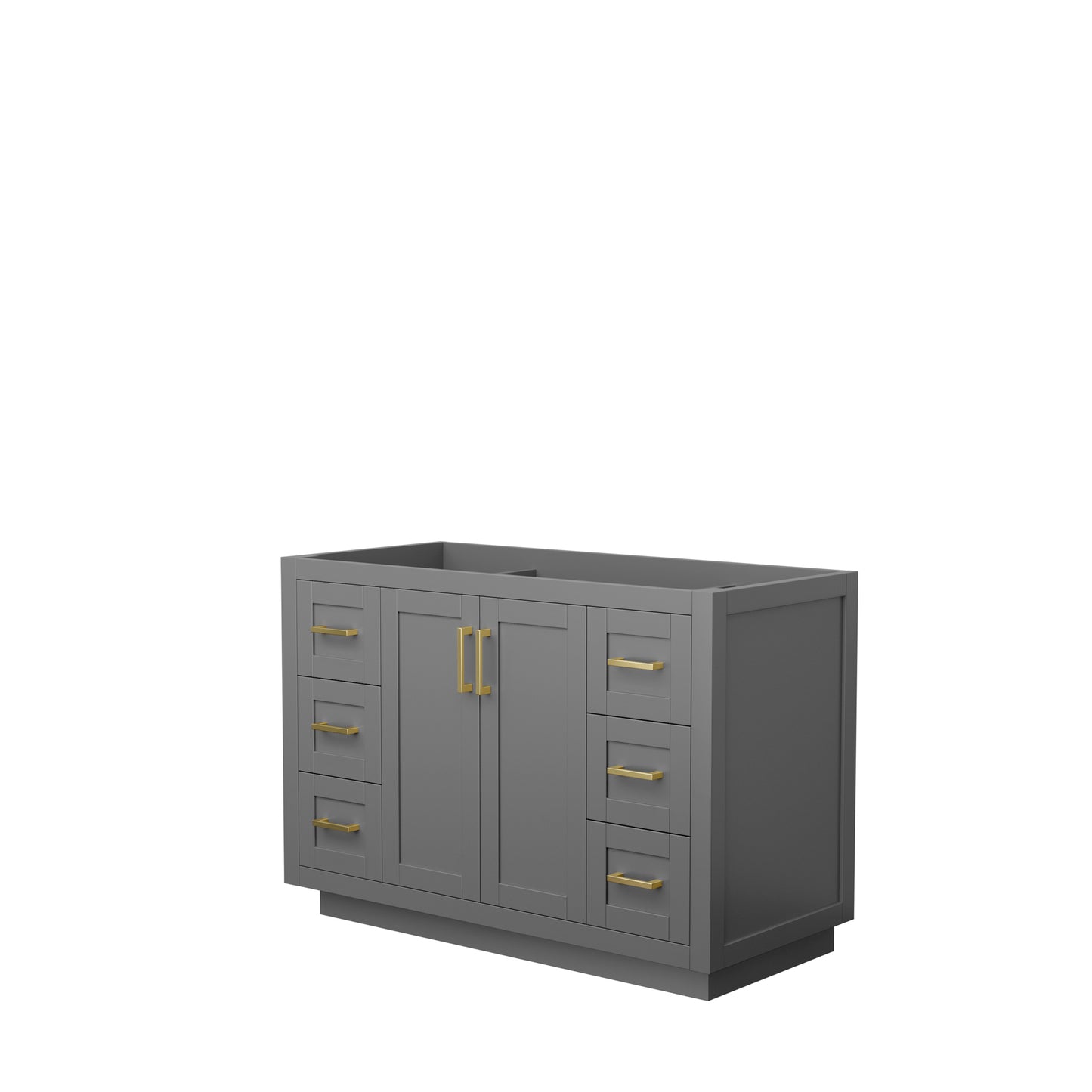 Miranda 48" Single Vanity in Dark Gray, No Top, No Sink, Brushed Gold Trim