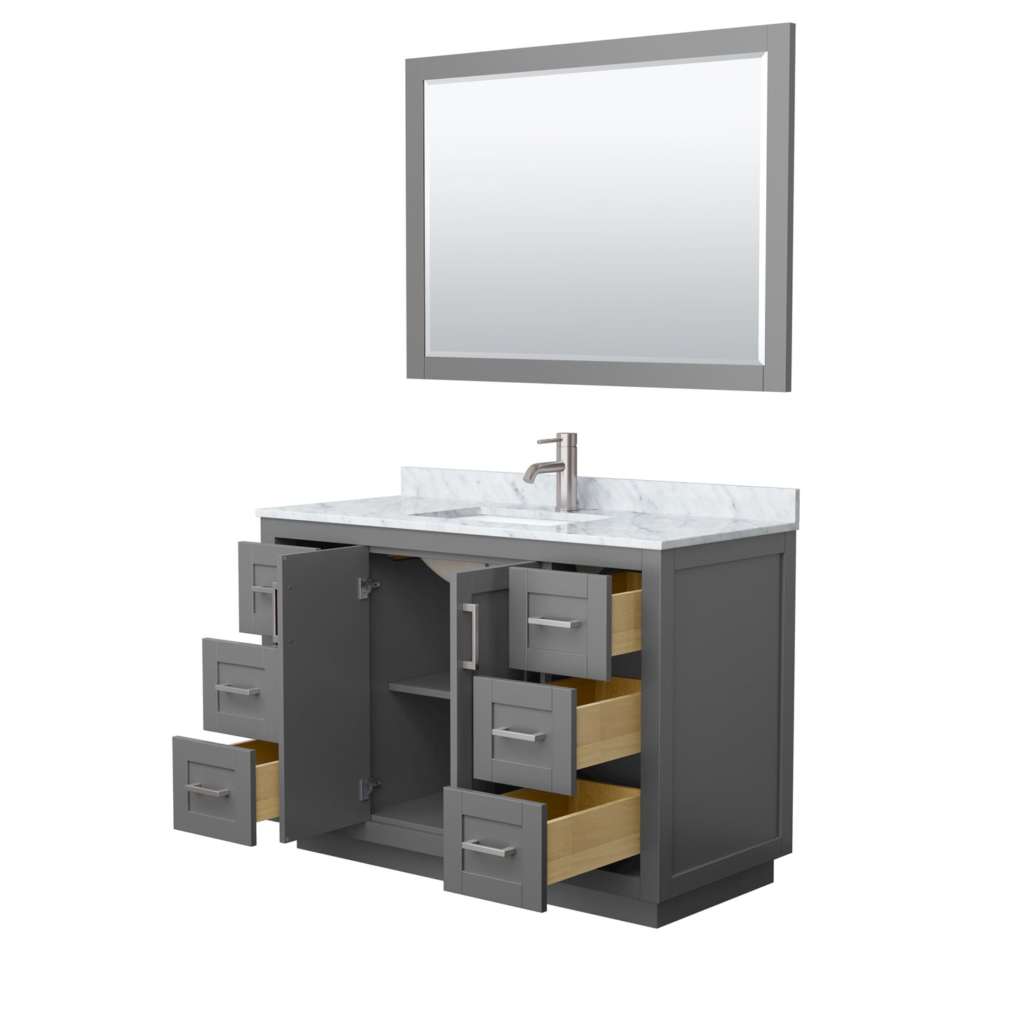 Miranda 48" Single Vanity in Dark Gray, Top, Nickel Trim, 46" Mirror