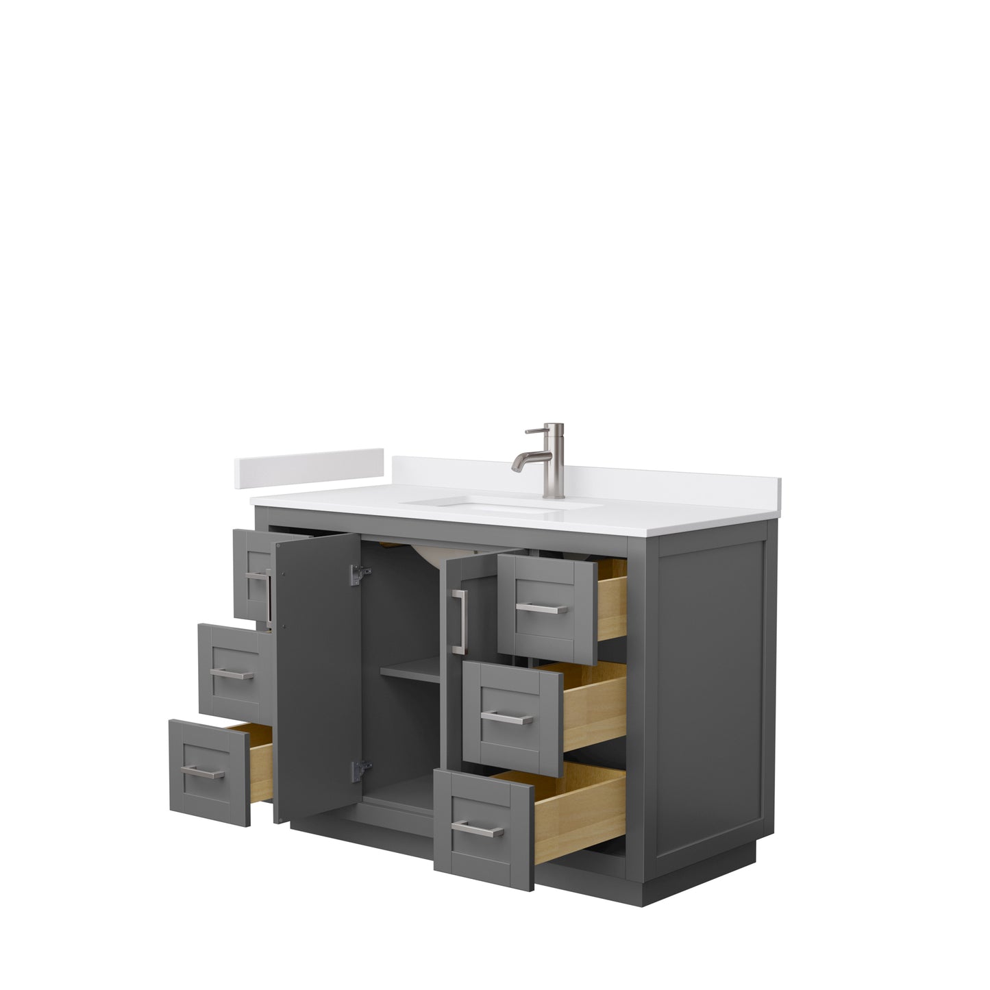 Miranda 48" Single Vanity in Dark Gray, White Cultured Marble Top, Nickel Trim