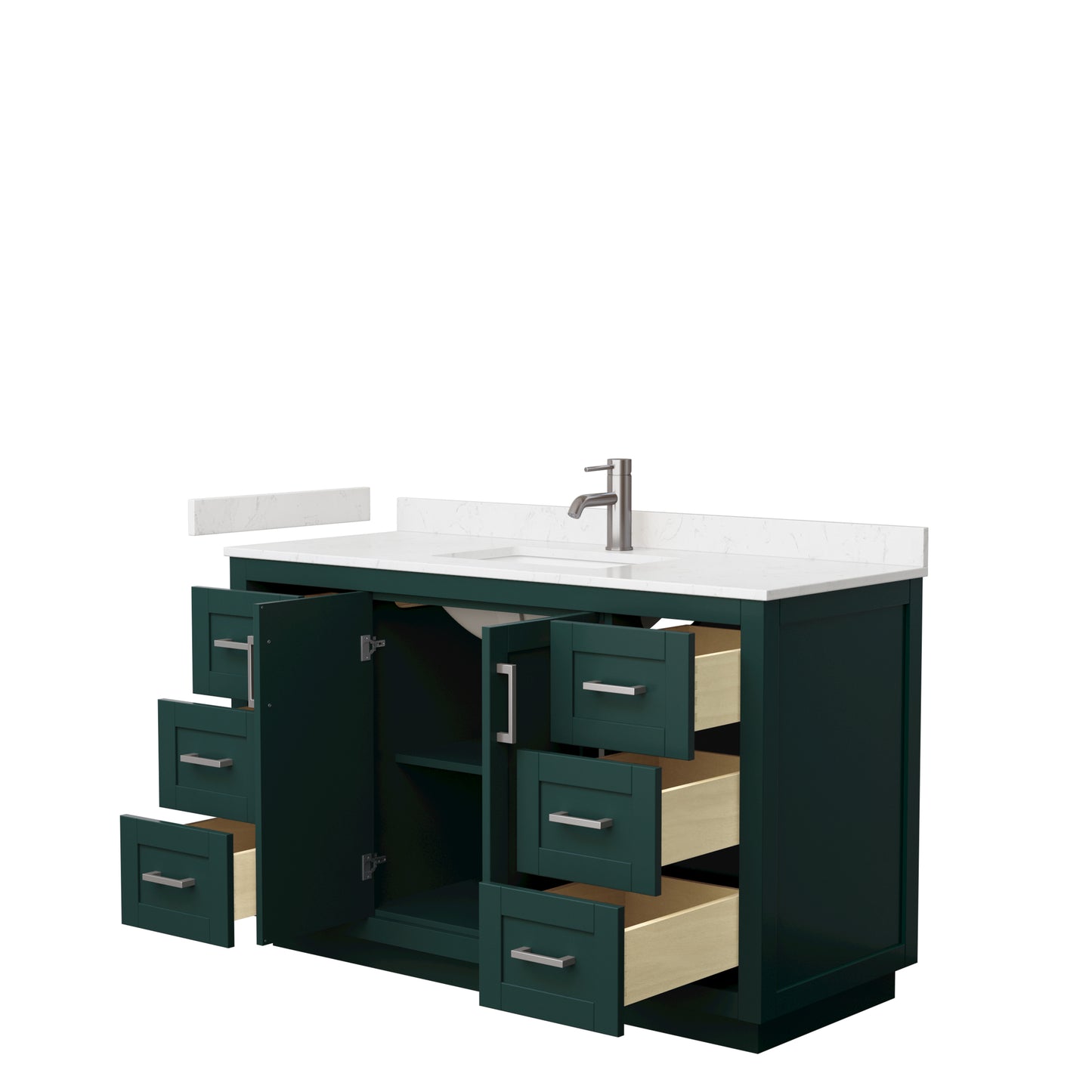 Miranda 54" Single Vanity in Green, Carrara Cultured Marble Top, Nickel Trim