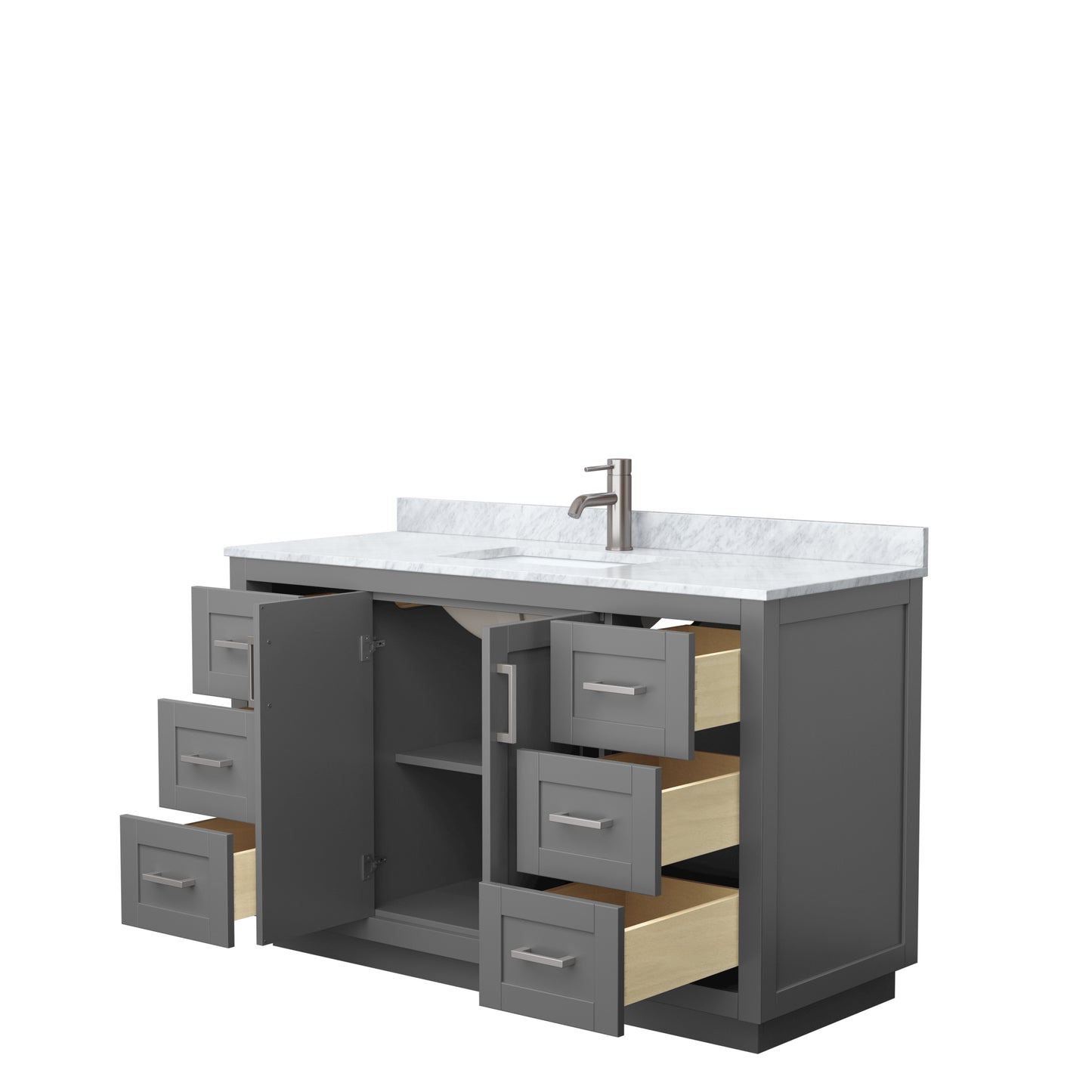 Miranda 54" Single Vanity in Dark Gray, Top, Square Sink, Brushed Nickel Trim