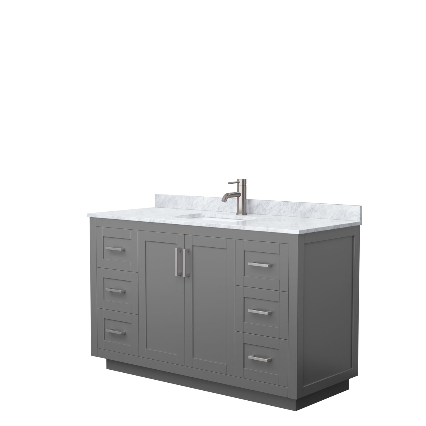 Miranda 54" Single Vanity in Dark Gray, Top, Square Sink, Brushed Nickel Trim