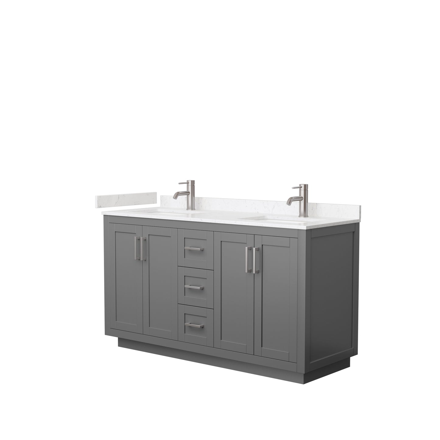 Miranda 60" Double Vanity in Dark Gray, Carrara Cultured Marble Top, Nickel Trim