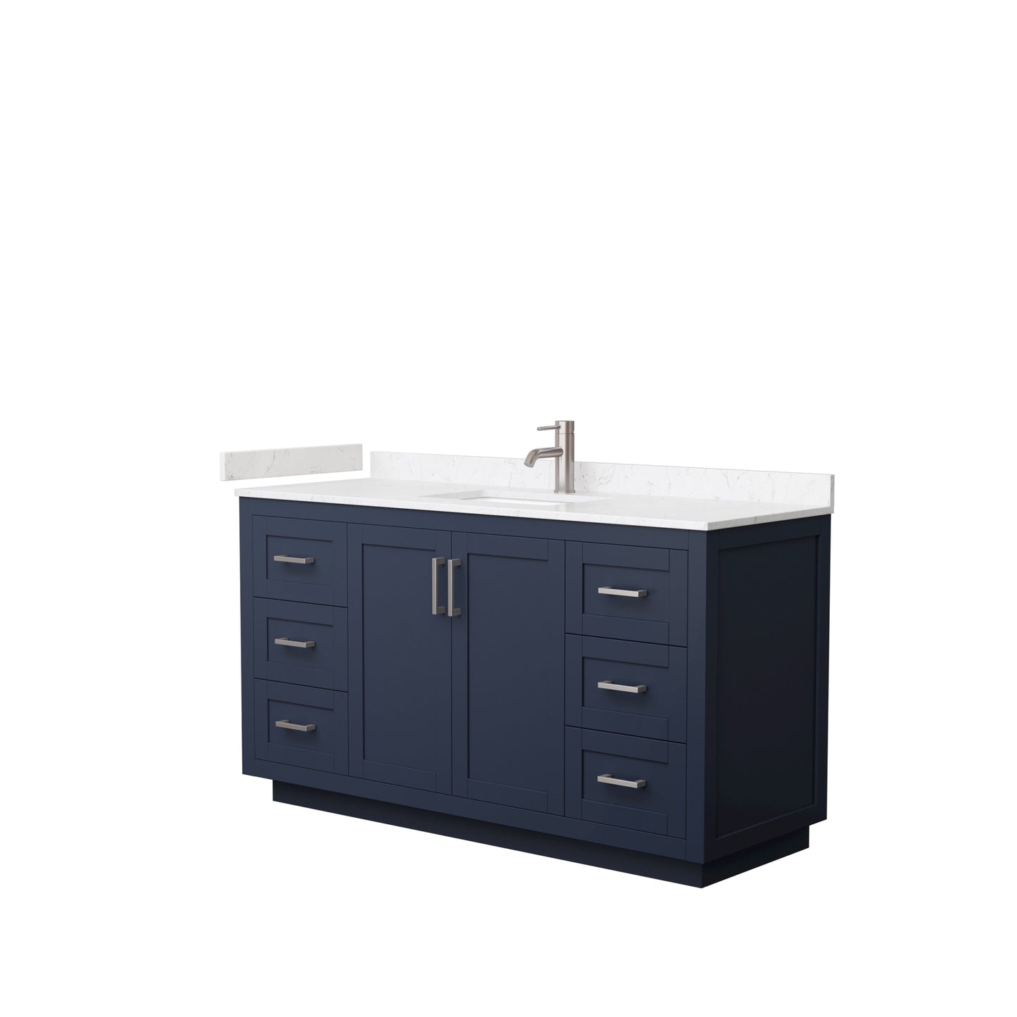 Miranda 60" Single Vanity in Dark Blue, Carrara Cultured Marble Top, Nickel Trim