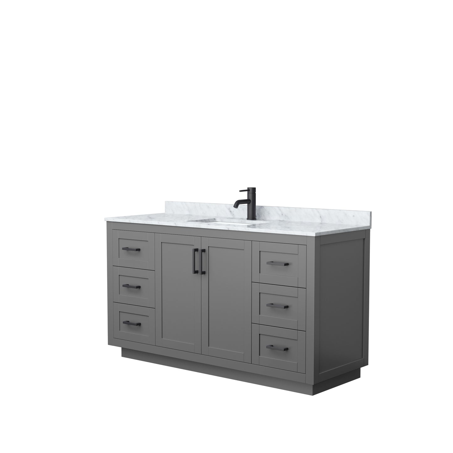 Miranda 60" Single Vanity in Dark Gray, Top, Square Sink, Matte Black Trim