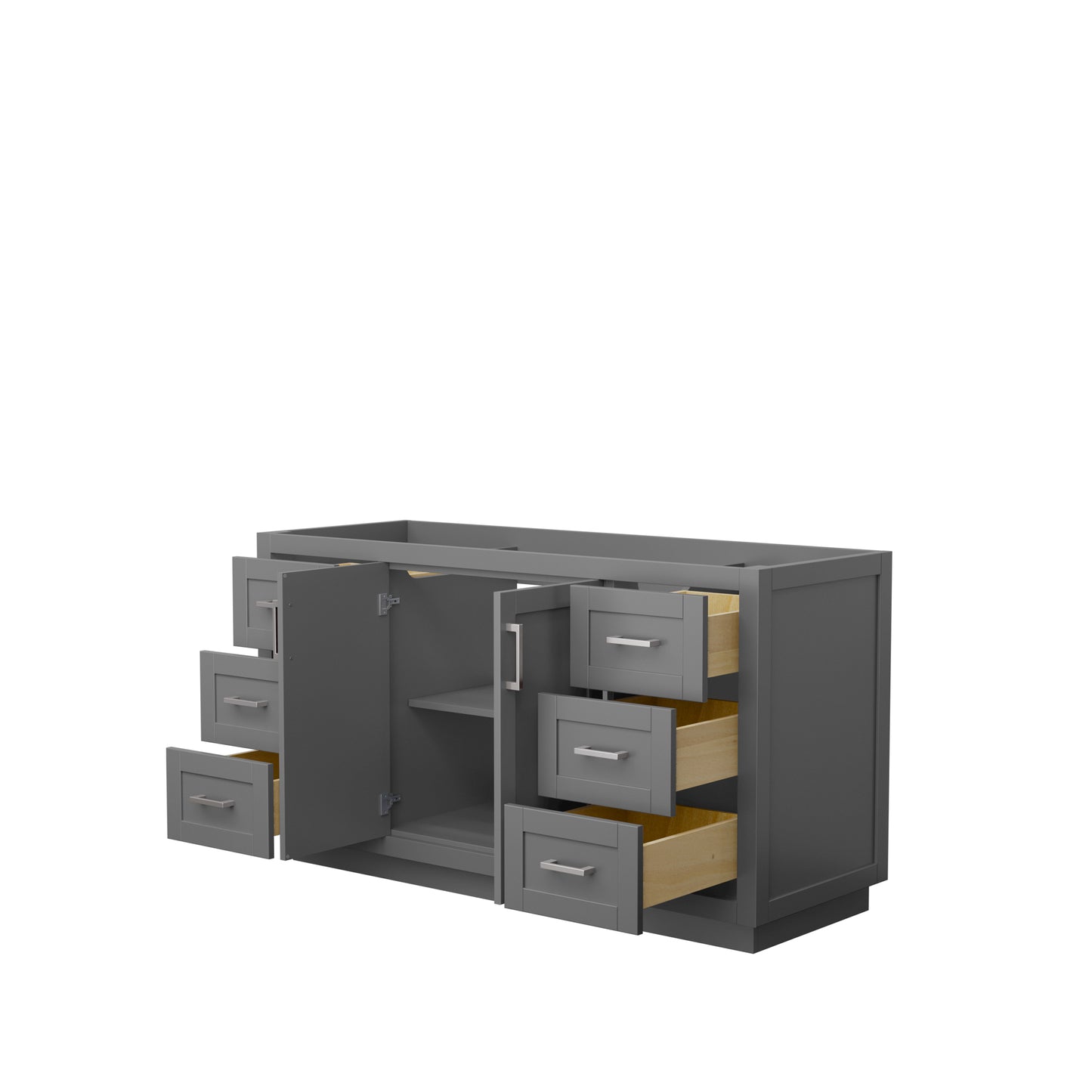 Miranda 60" Single Vanity in Dark Gray, No Top, No Sink, Brushed Nickel Trim