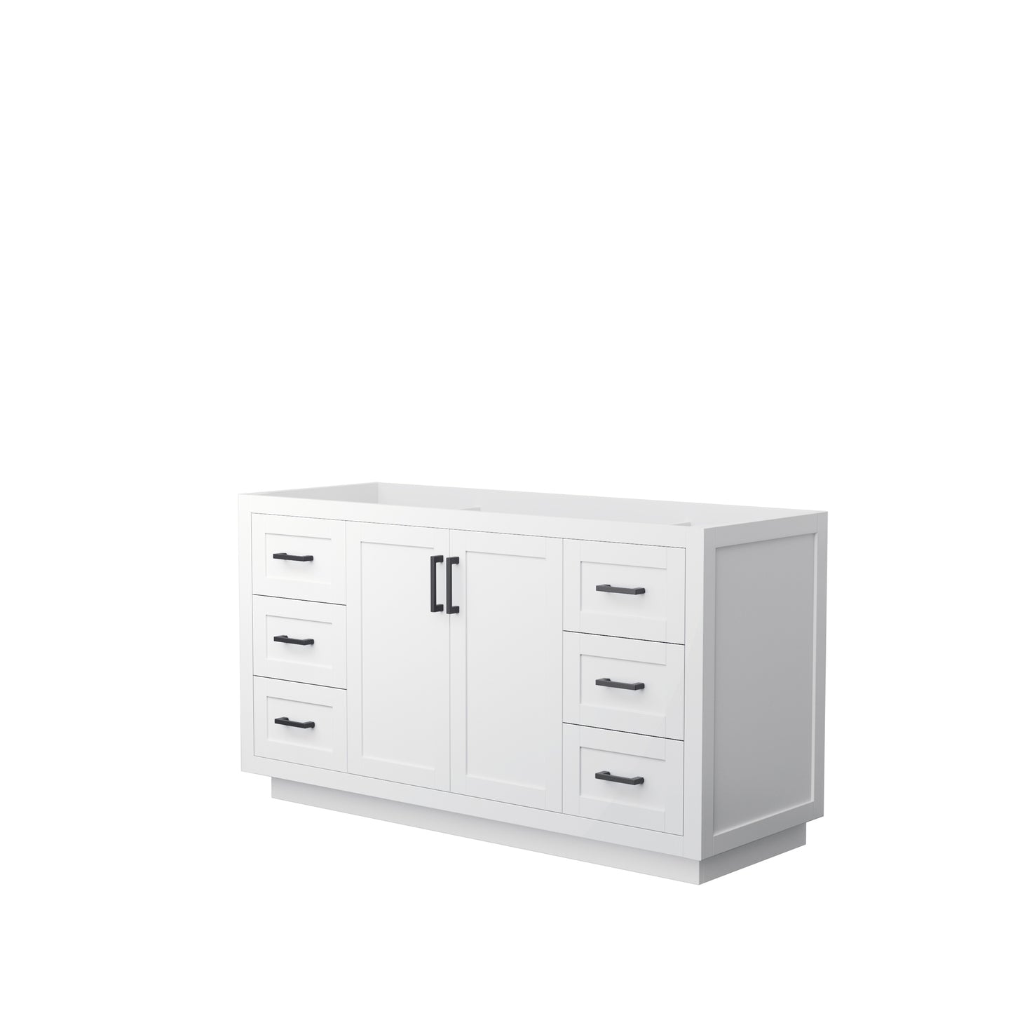 Miranda 60" Single Vanity in White, No Top, No Sink, Matte Black Trim