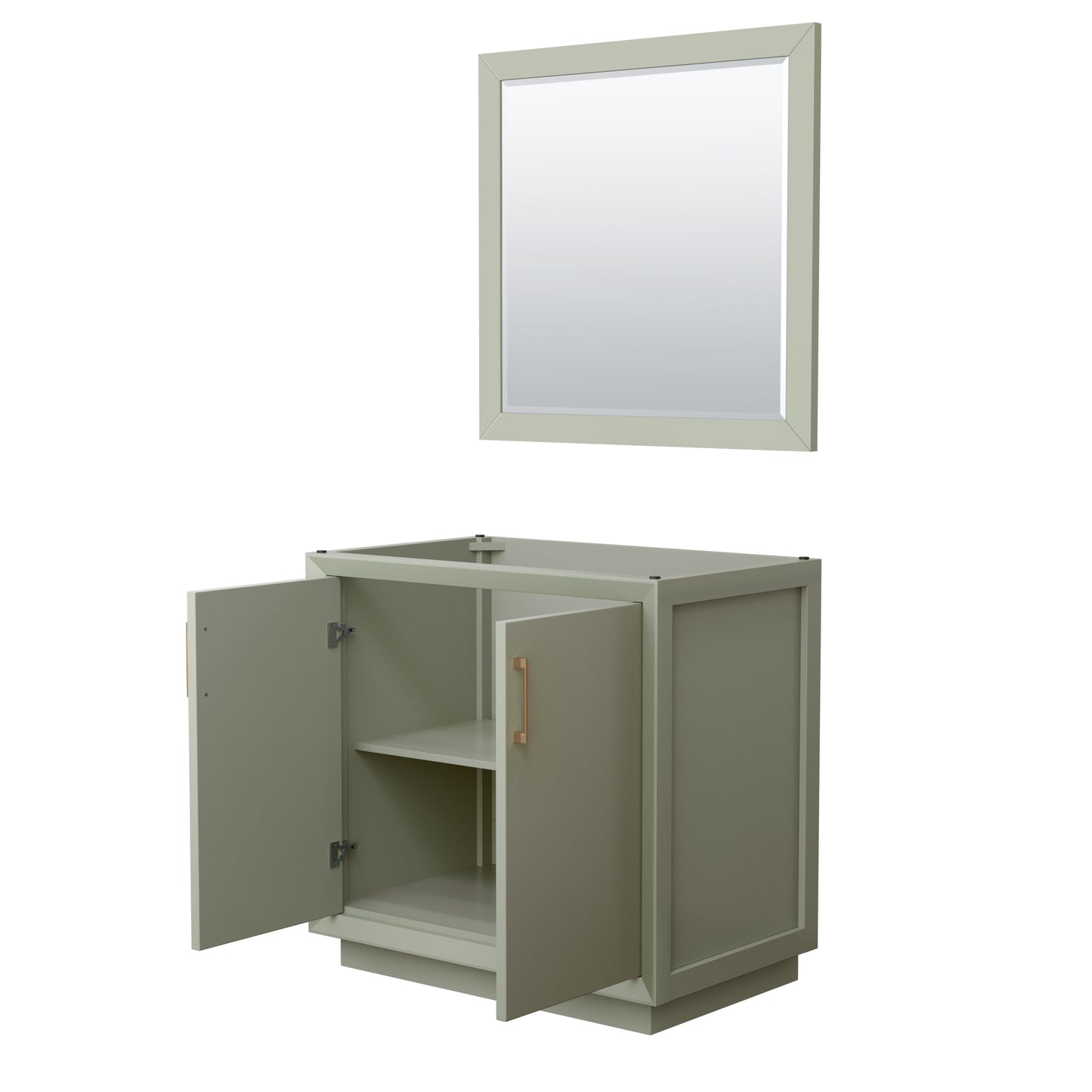 Strada 36 Inch Single Vanity in Light Green, Satin Bronze Trim, 34 Inch Mirror
