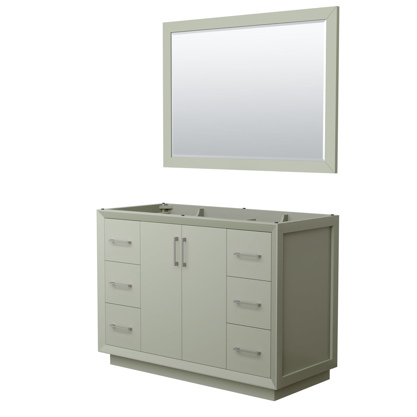 Strada 48 Inch Single Vanity in Light Green, Brushed Nickel Trim, 46 Inch Mirror