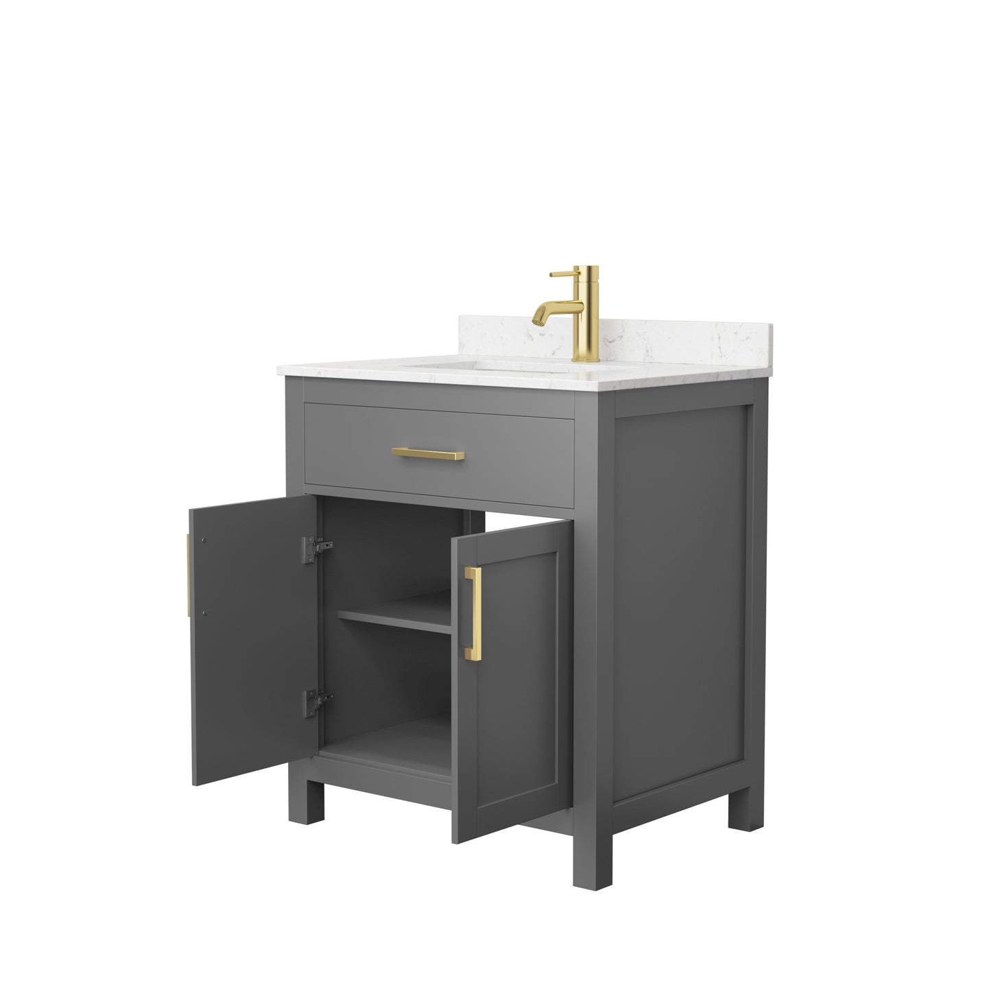 Beckett 30" Single Vanity in Dark Gray, Carrara Cultured Marble Top, Gold Trim