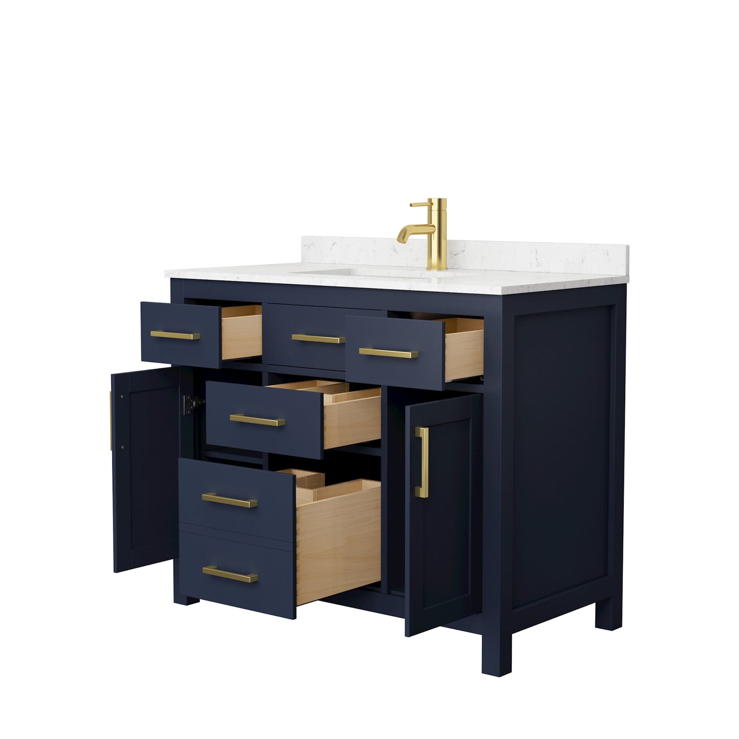 Beckett 42" Single Vanity in Dark Blue, Carrara Cultured Marble Top, Sink