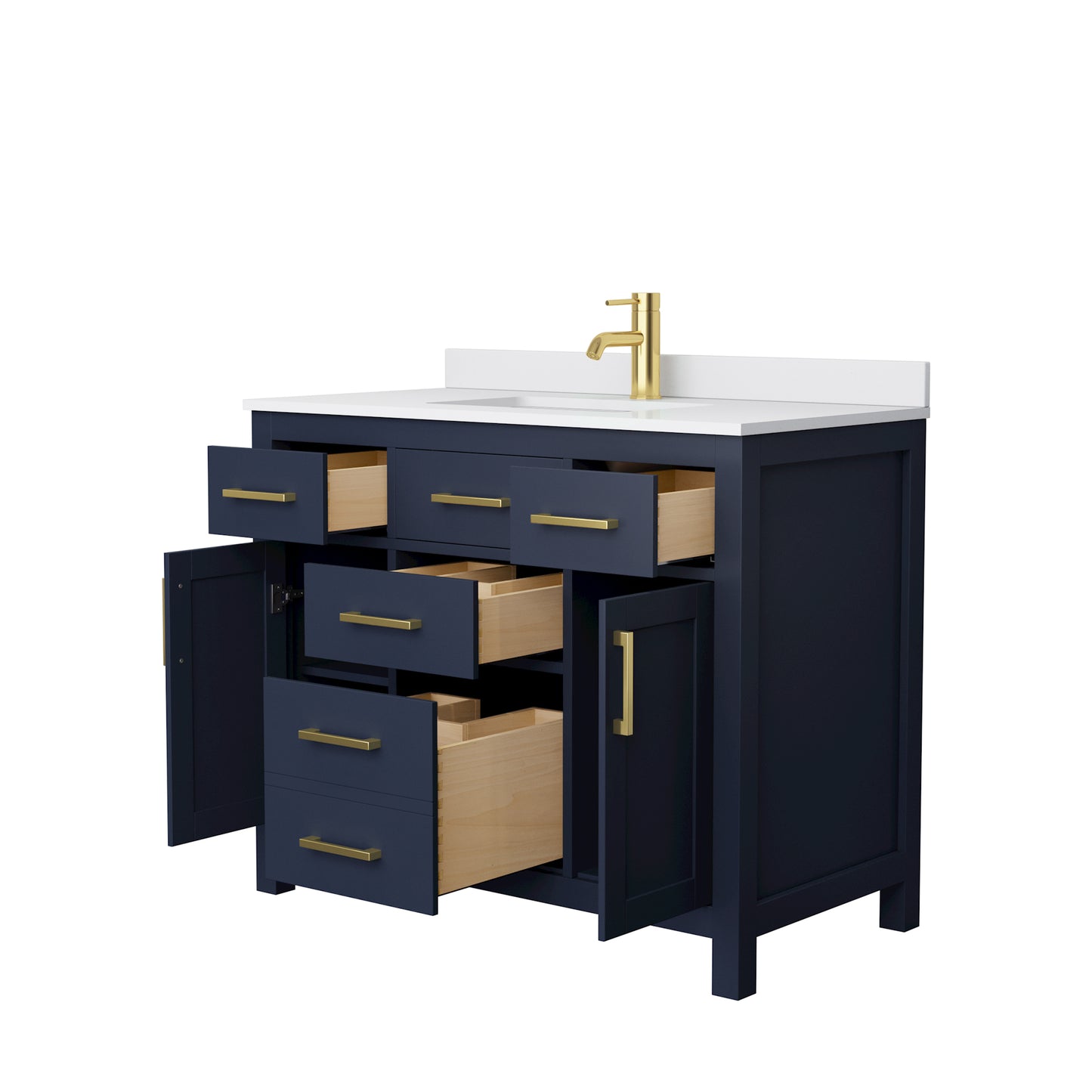 Beckett 42" Single Vanity in Dark Blue, White Cultured Marble Top, Sink