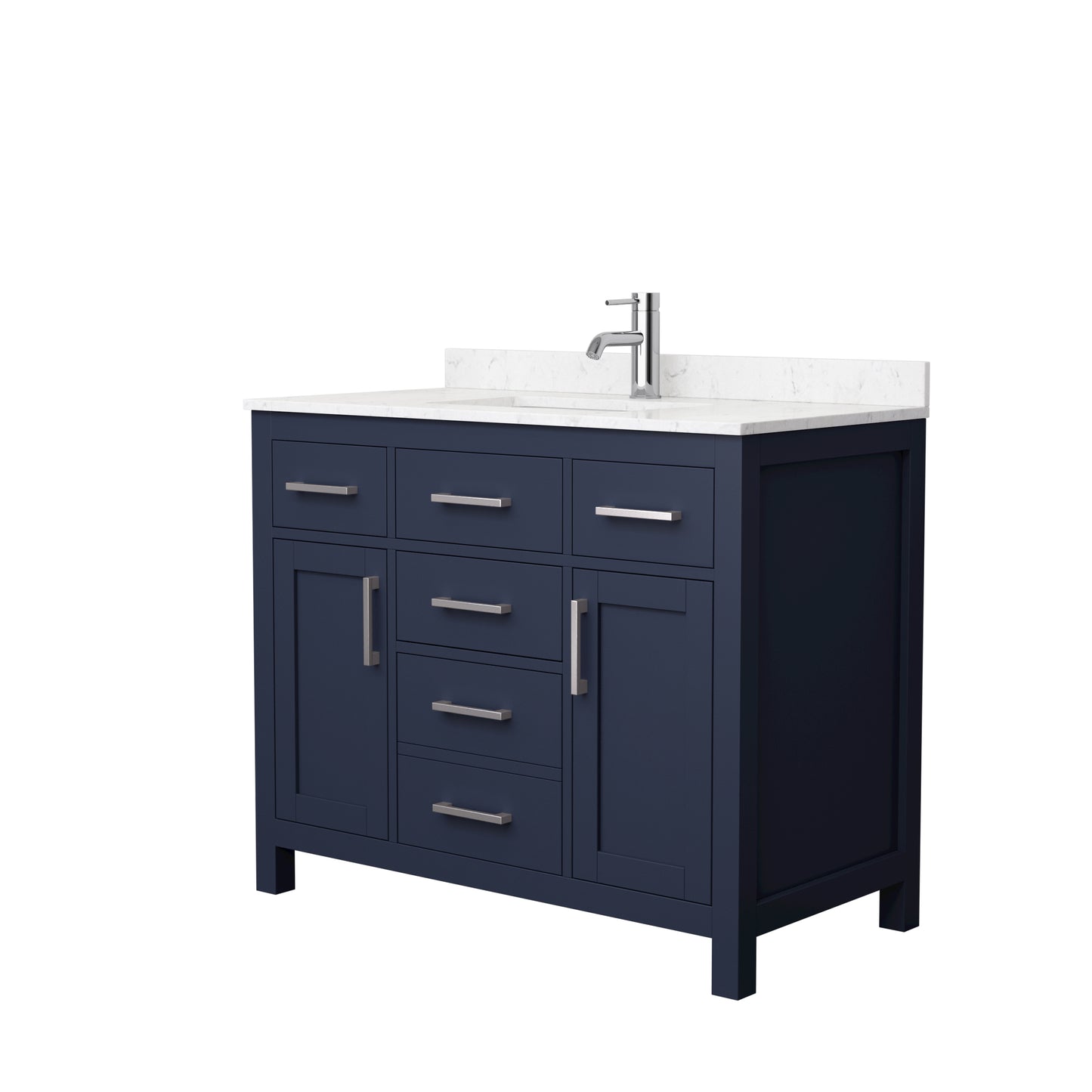 Beckett 42" Single Vanity in Dark Blue, Carrara Cultured Marble Top, Nickel Trim