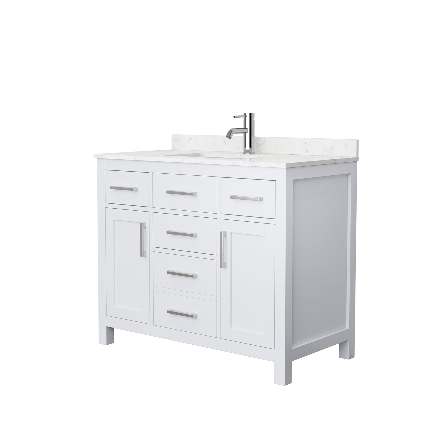 Beckett 42" Single Vanity in White, Carrara Cultured Marble Top, Sink