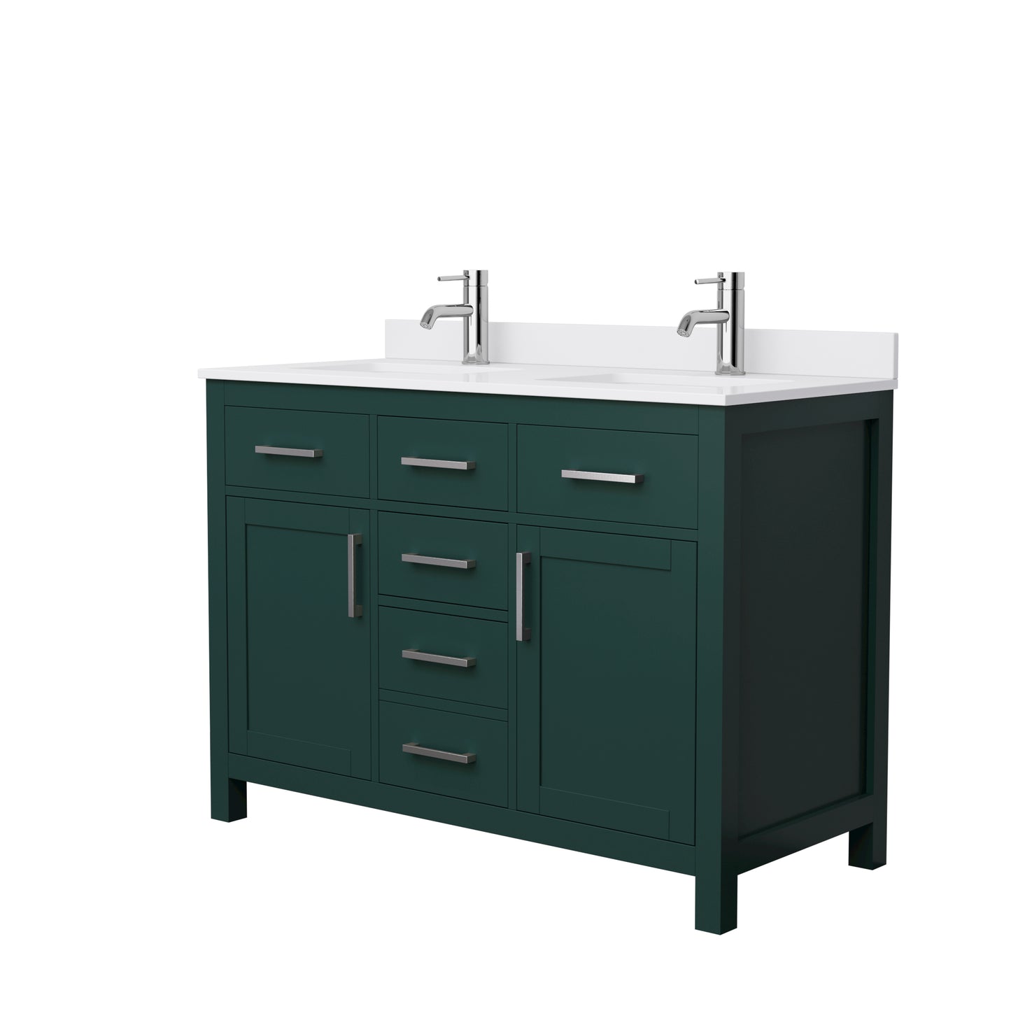 Beckett 48" Double Vanity in Green, White Cultured Marble Top, Nickel Trim